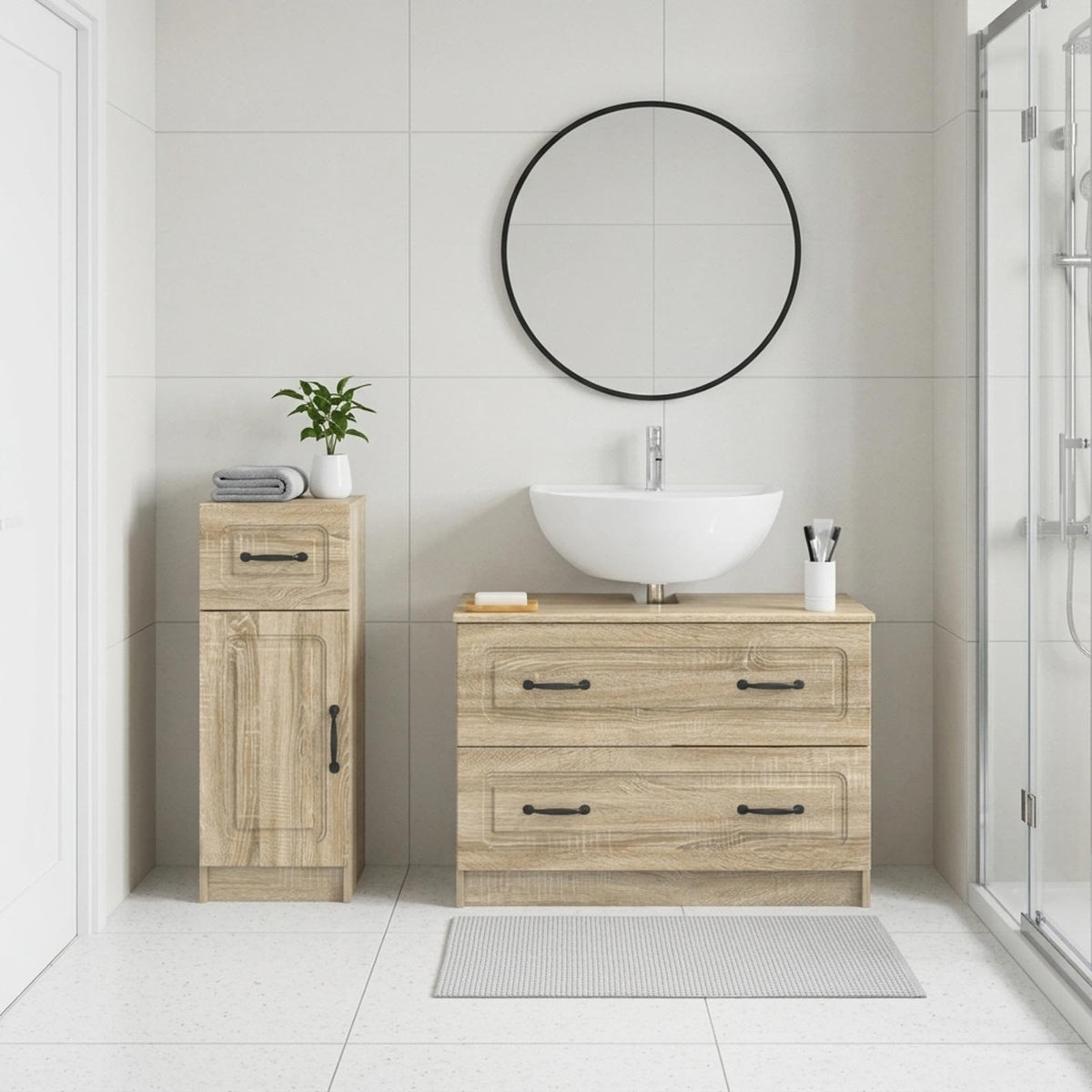 2 Piece Bathroom Cabinet Set UTRECHT Sonoma Oak Engineered Wood