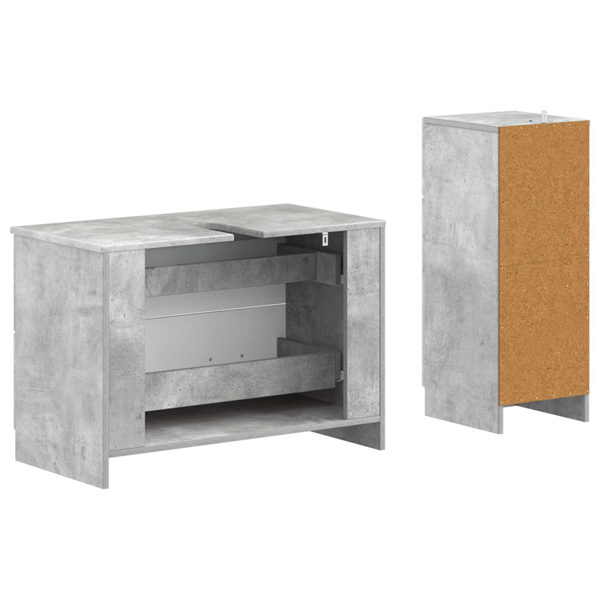2 Piece Bathroom Cabinet Set UTRECHT Concrete Grey