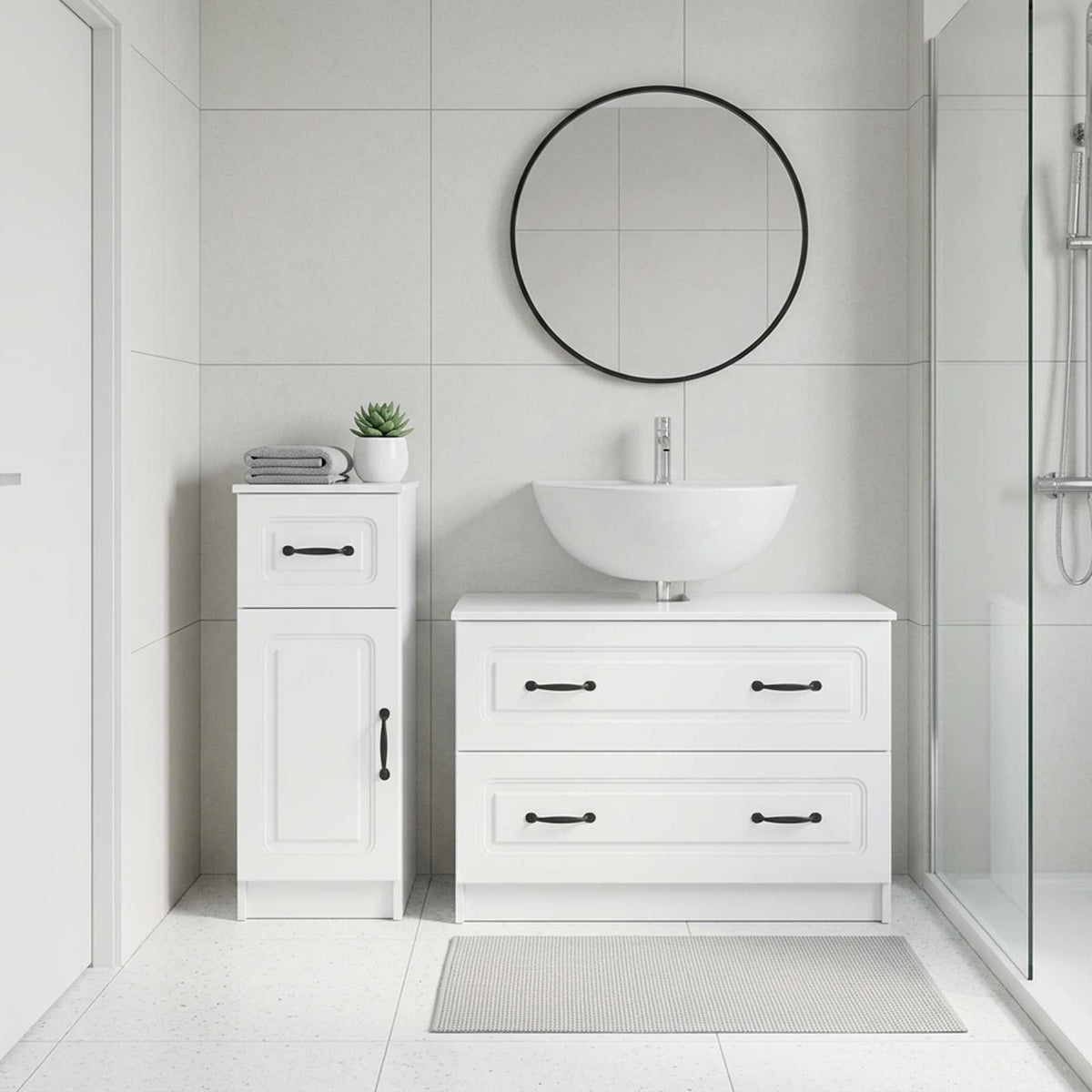 2 Piece Bathroom Cabinet Set UTRECHT High Gloss White