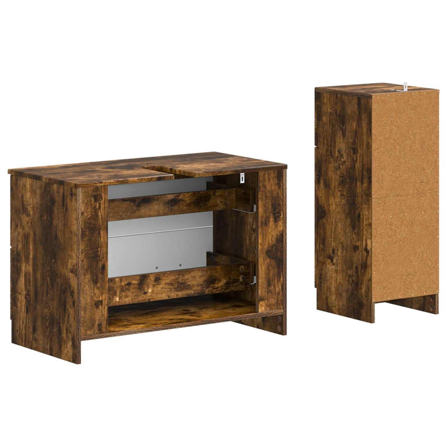 2 Piece Bathroom Cabinet Set UTRECHT Smoked Oak Engineered Wood