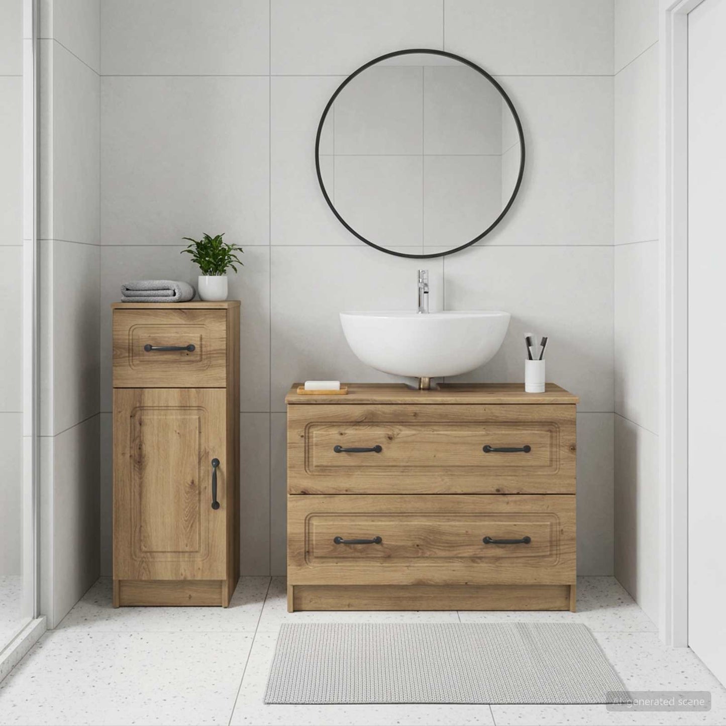 2 Piece Bathroom Cabinet Set UTRECHT Artisan Oak