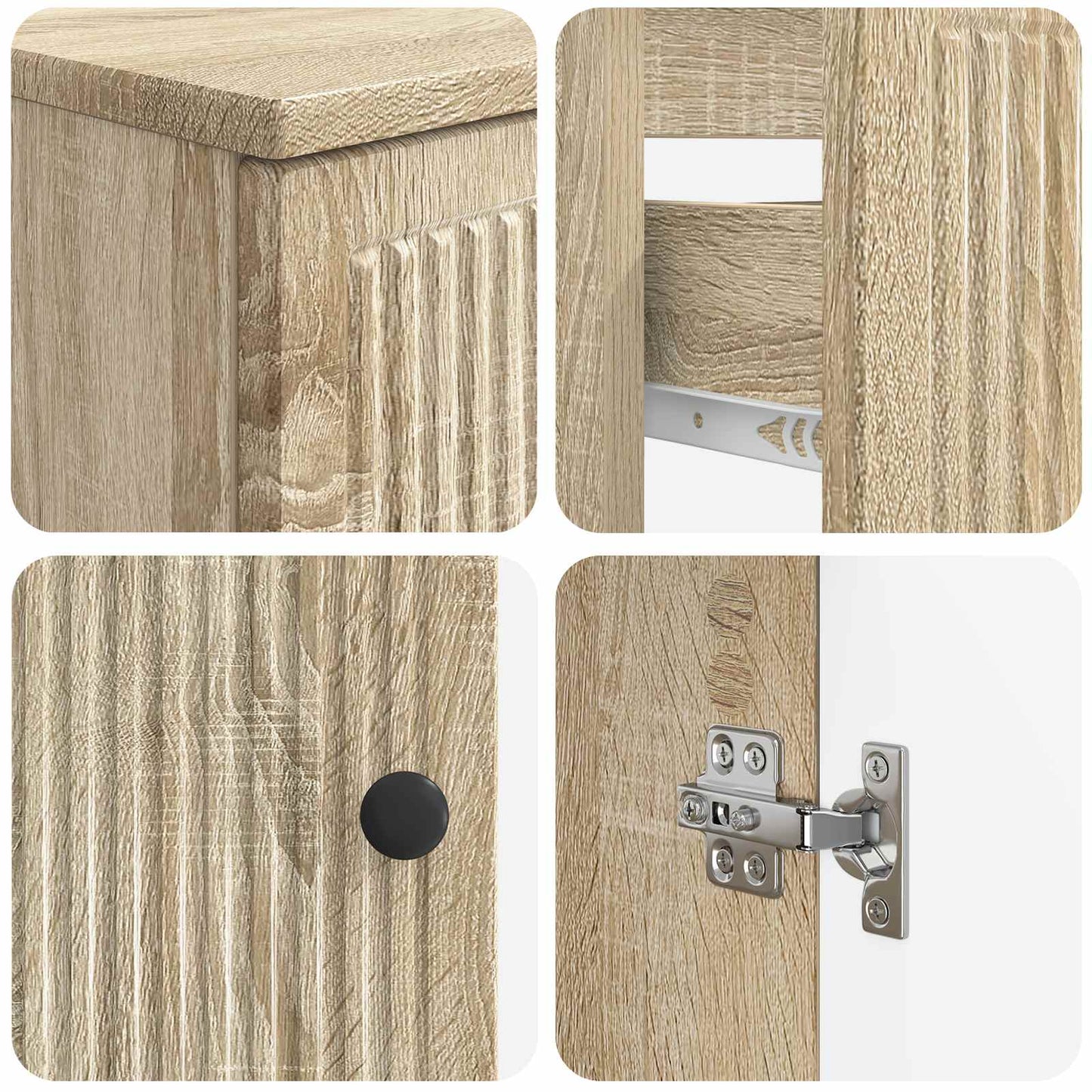 3 Piece Bathroom Cabinet Set EDE Sonoma Oak Engineered Wood