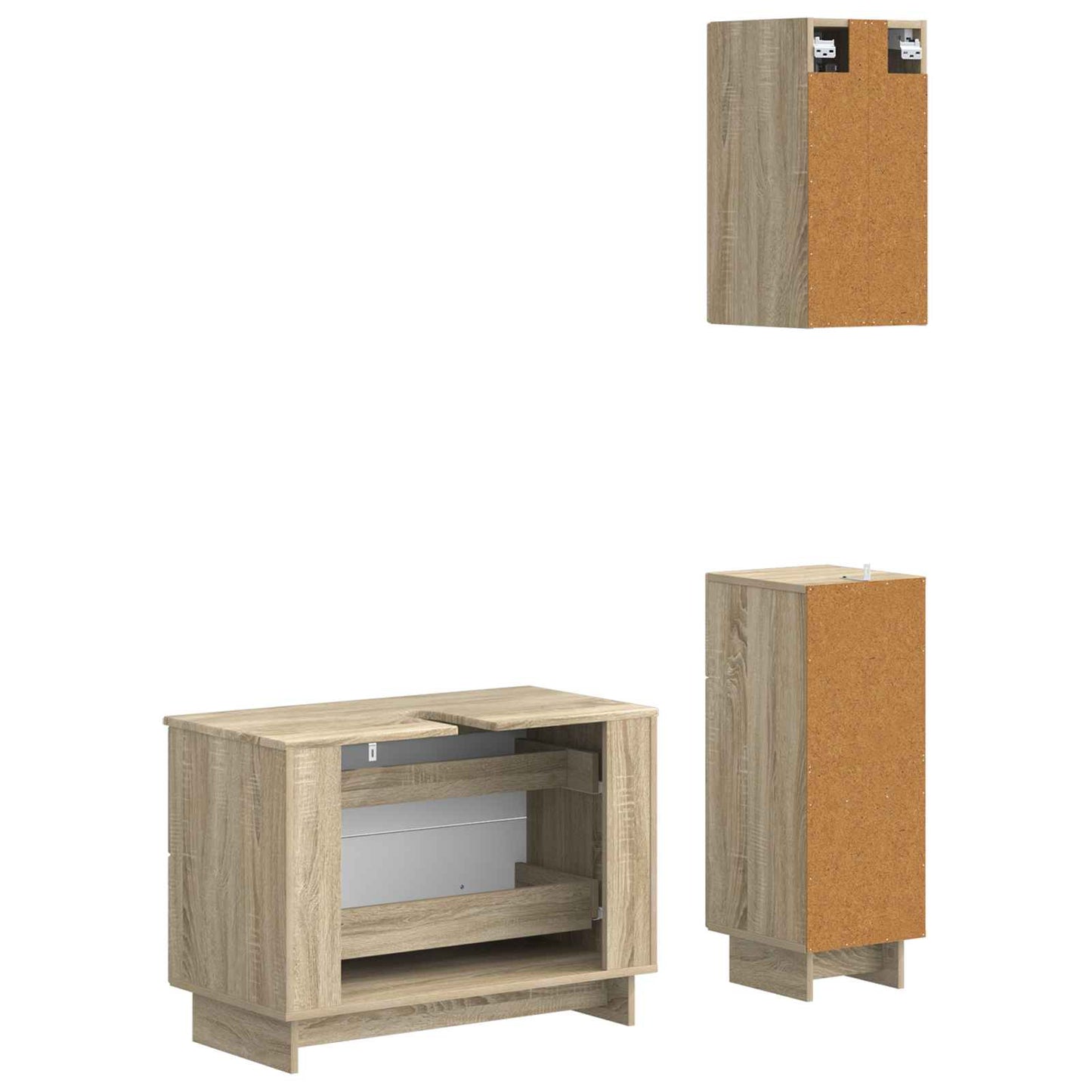 3 Piece Bathroom Cabinet Set EDE Sonoma Oak Engineered Wood