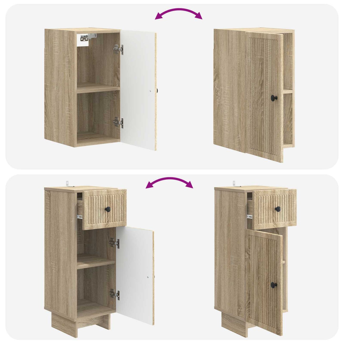 3 Piece Bathroom Cabinet Set EDE Sonoma Oak Engineered Wood