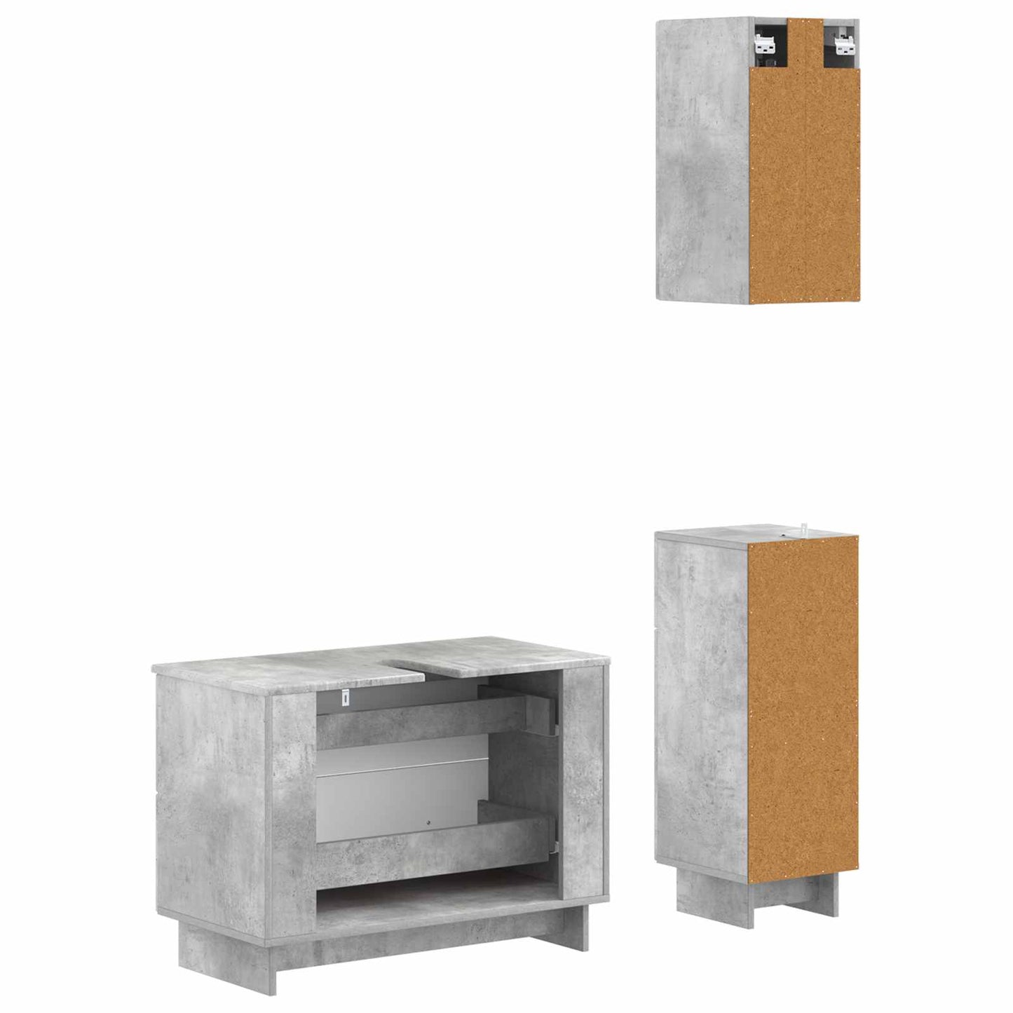 3 Piece Bathroom Cabinet Set EDE Concrete Grey Engineered Wood
