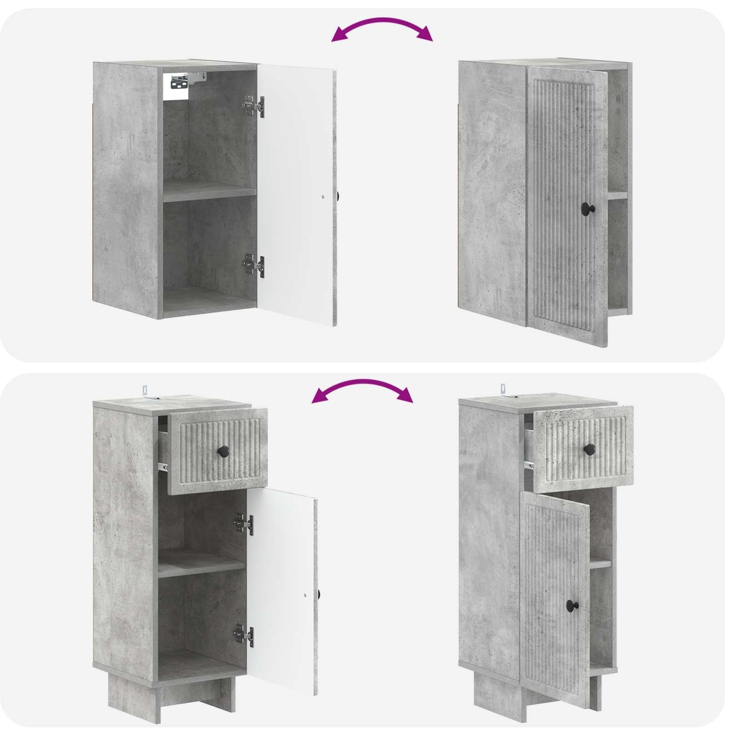 3 Piece Bathroom Cabinet Set EDE Concrete Grey Engineered Wood