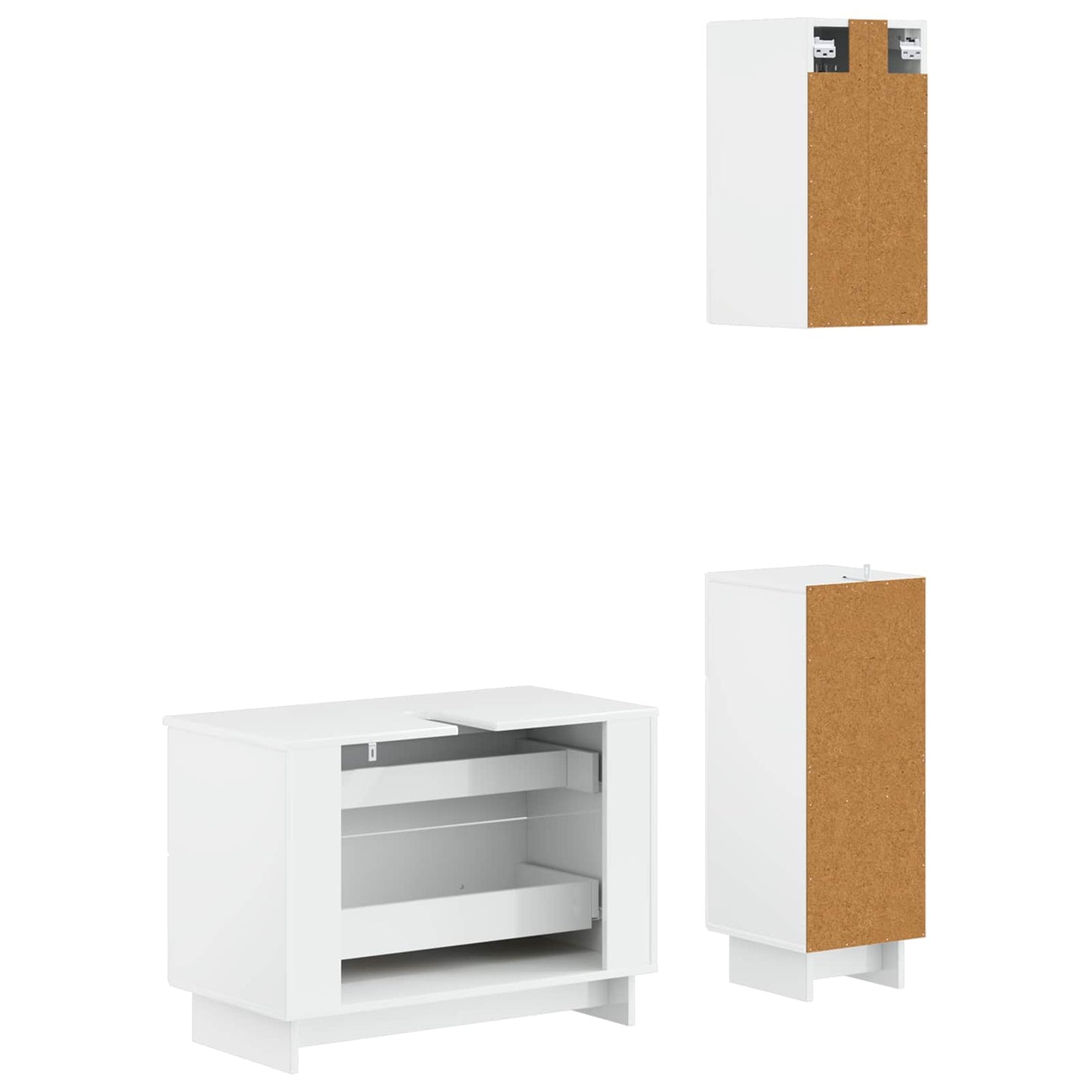 3 Piece Bathroom Cabinet Set EDE High Gloss White
