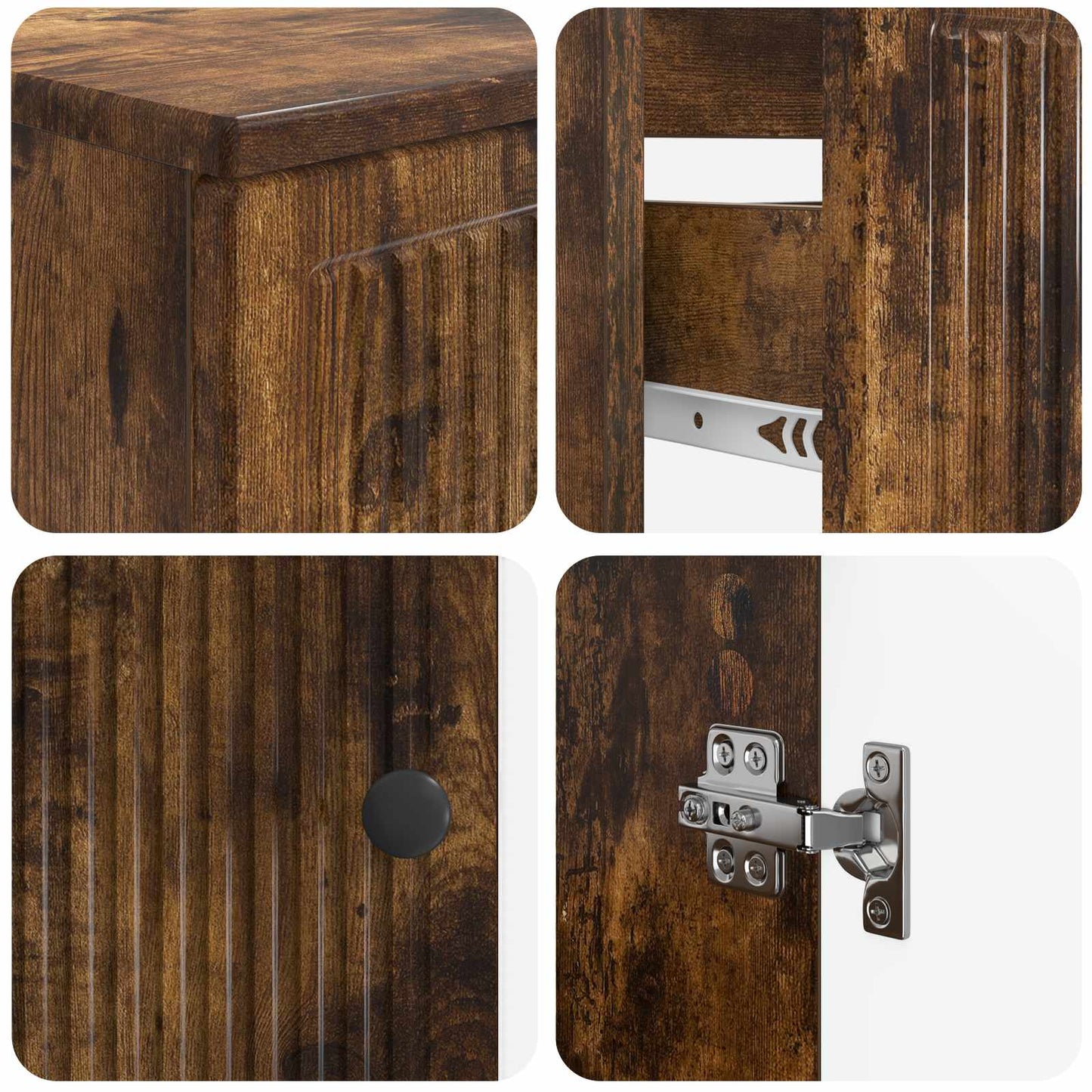 3 Piece Bathroom Cabinet Set EDE Smoked Oak Engineered Wood