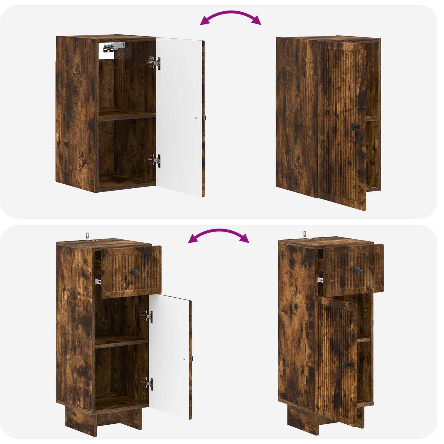 3 Piece Bathroom Cabinet Set EDE Smoked Oak Engineered Wood