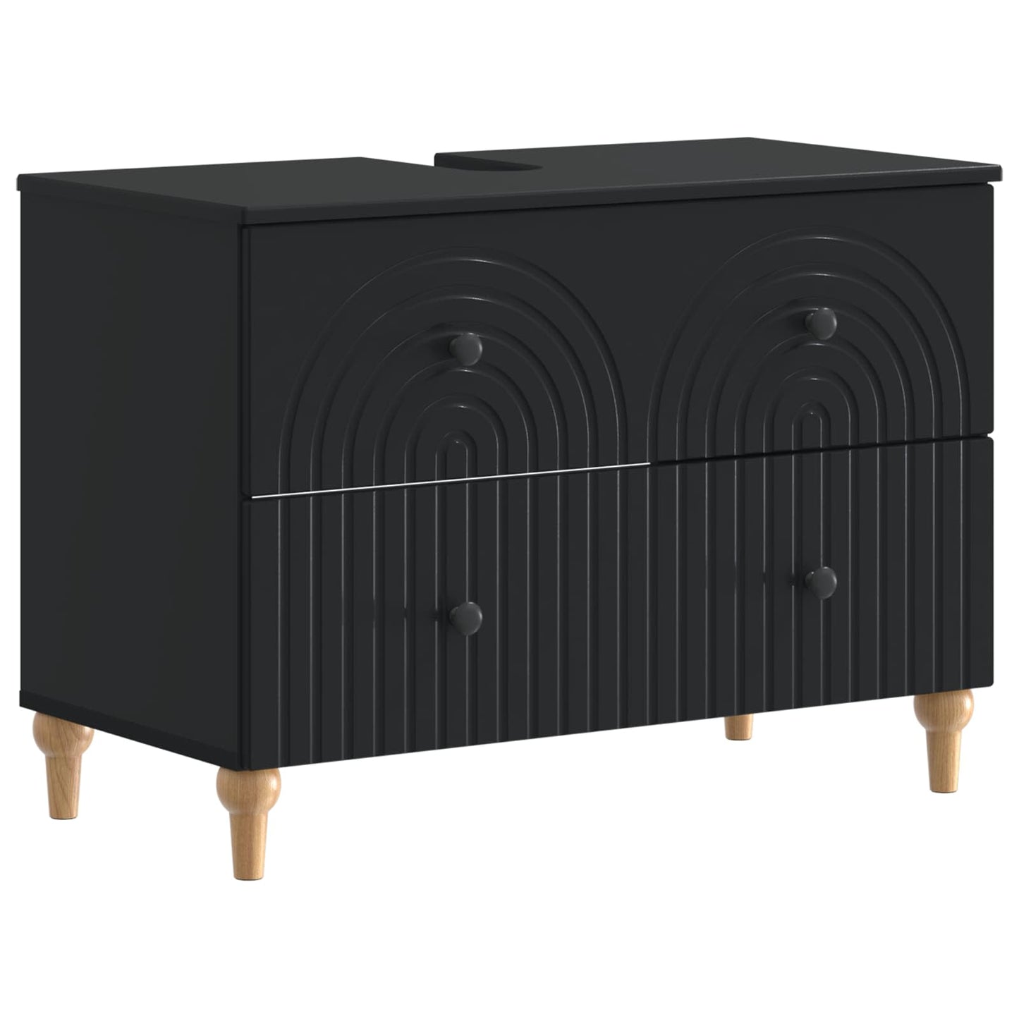 3 Piece Bathroom Cabinet Set ALKMAAR Black Engineered Wood