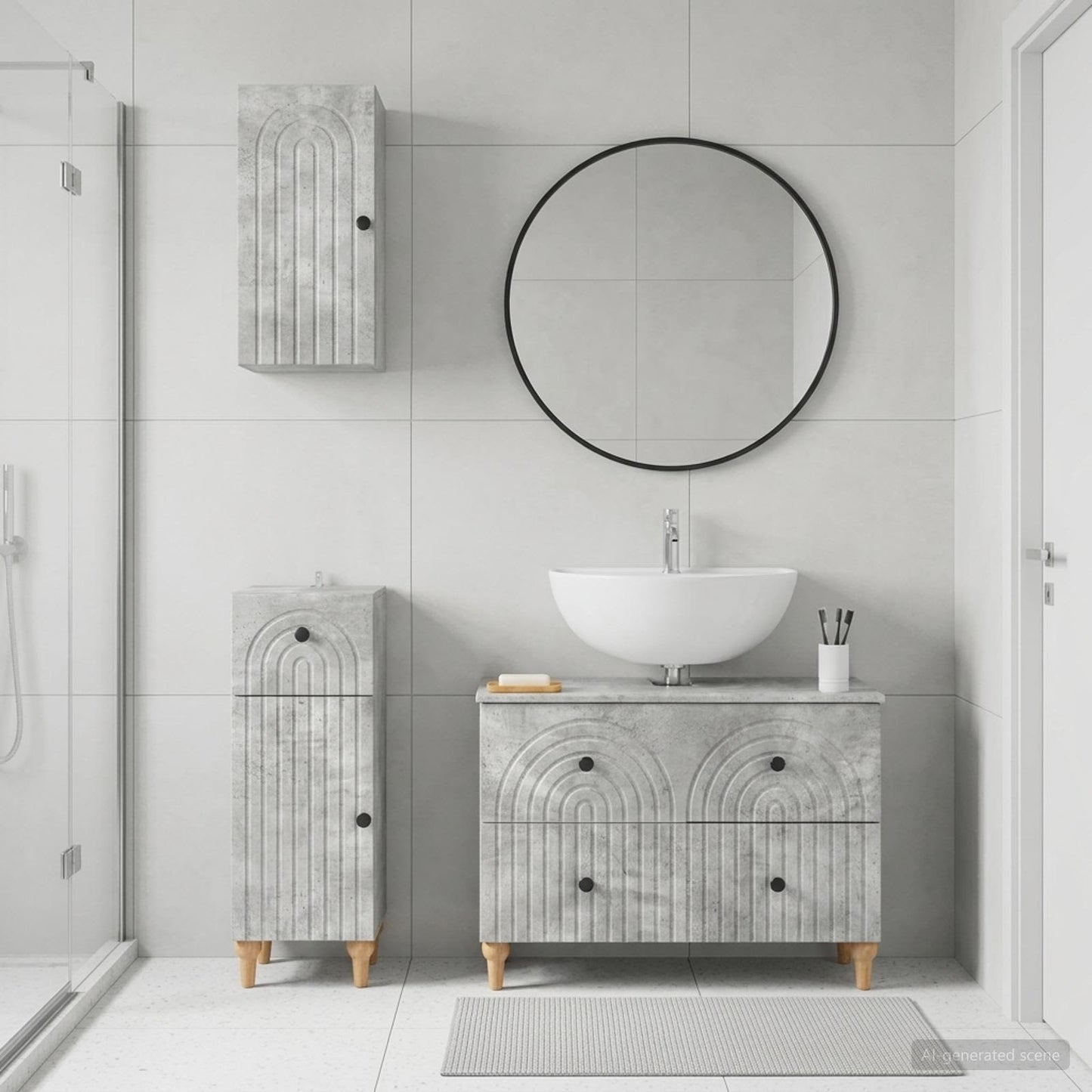 3 Piece Bathroom Cabinet Set ALKMAAR Concrete Grey