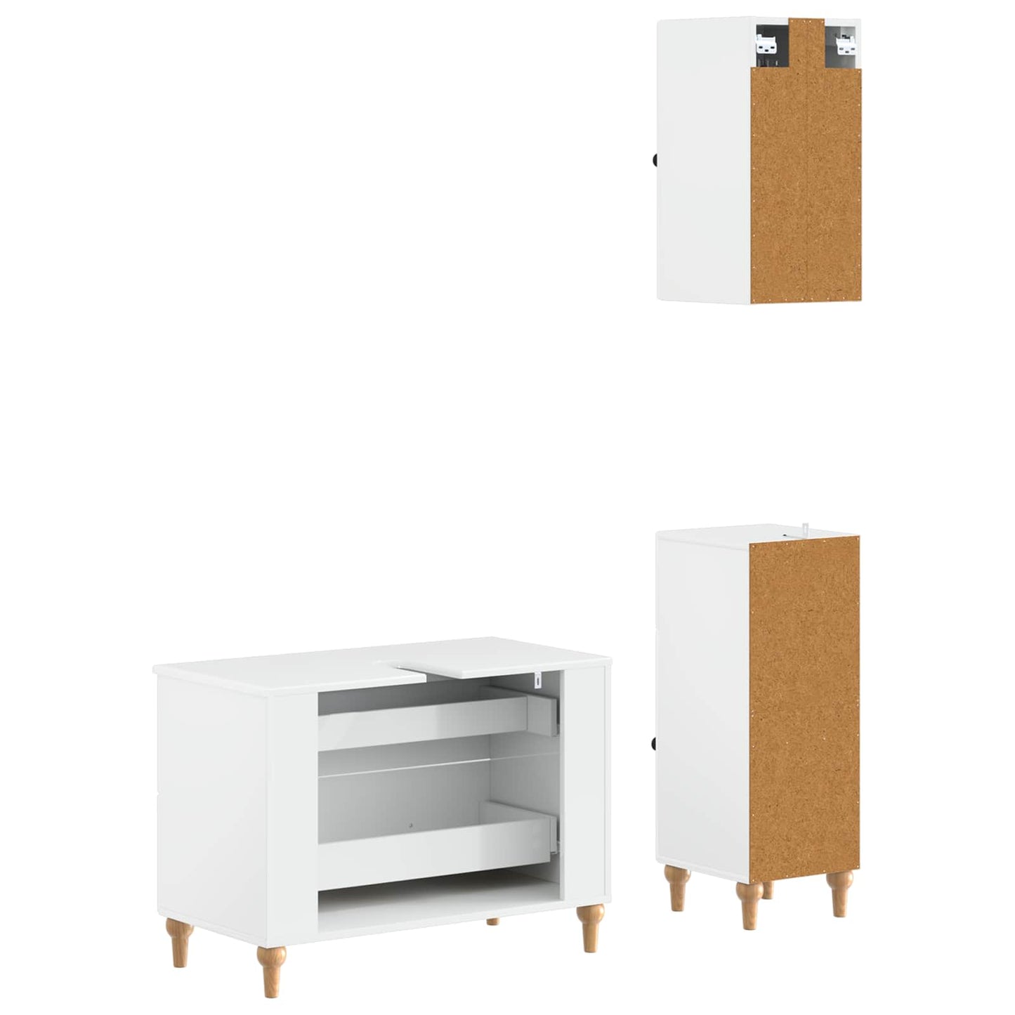 3 Piece Bathroom Cabinet Set ALKMAAR High Gloss White