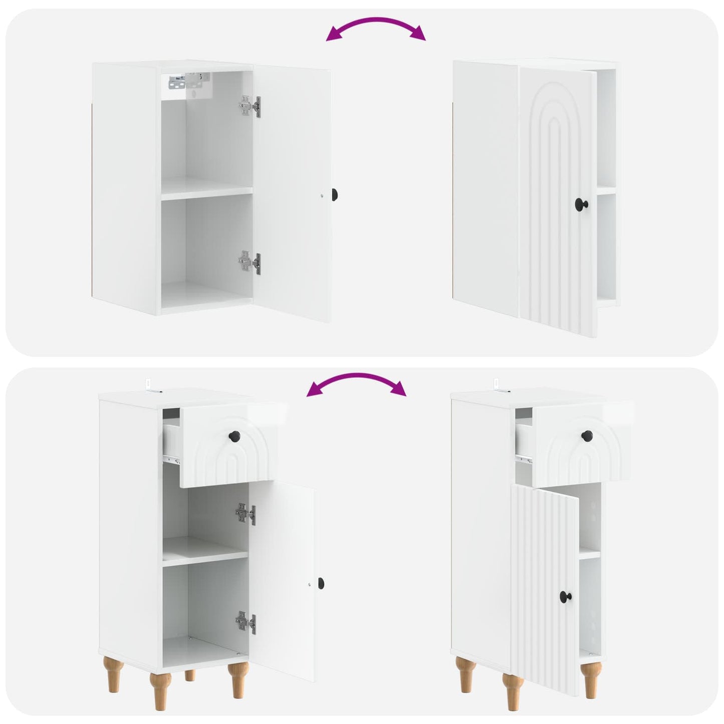 3 Piece Bathroom Cabinet Set ALKMAAR High Gloss White