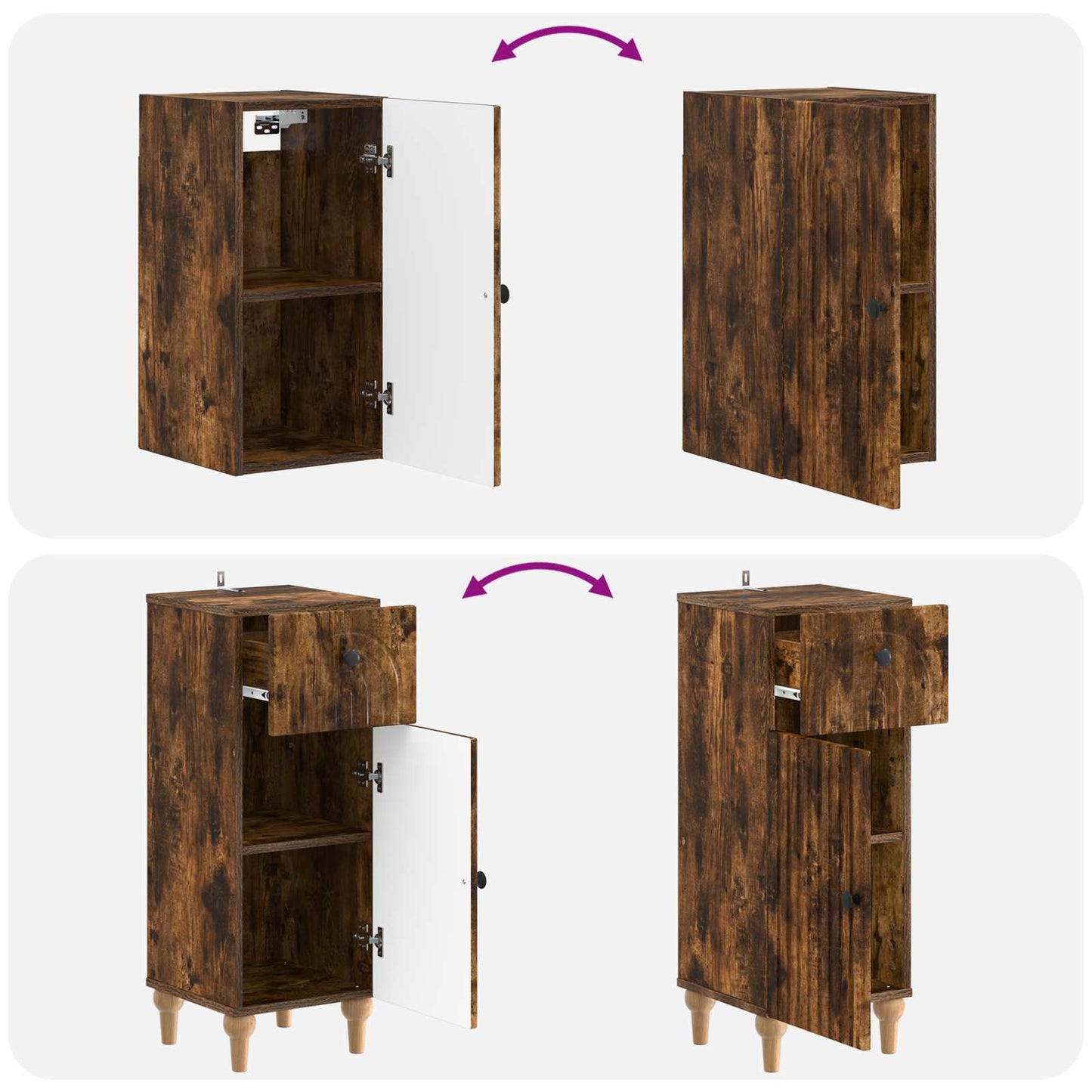 3 Piece Bathroom Cabinet Set ALKMAAR Smoked Oak Engineered Wood