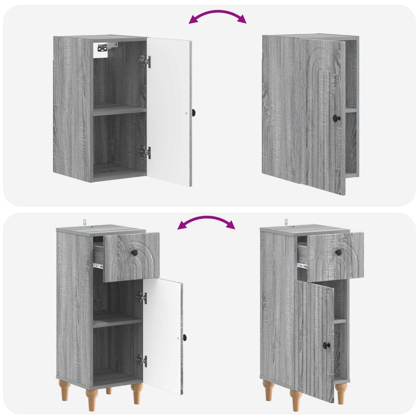 3 Piece Bathroom Cabinet Set ALKMAAR Grey Sonoma