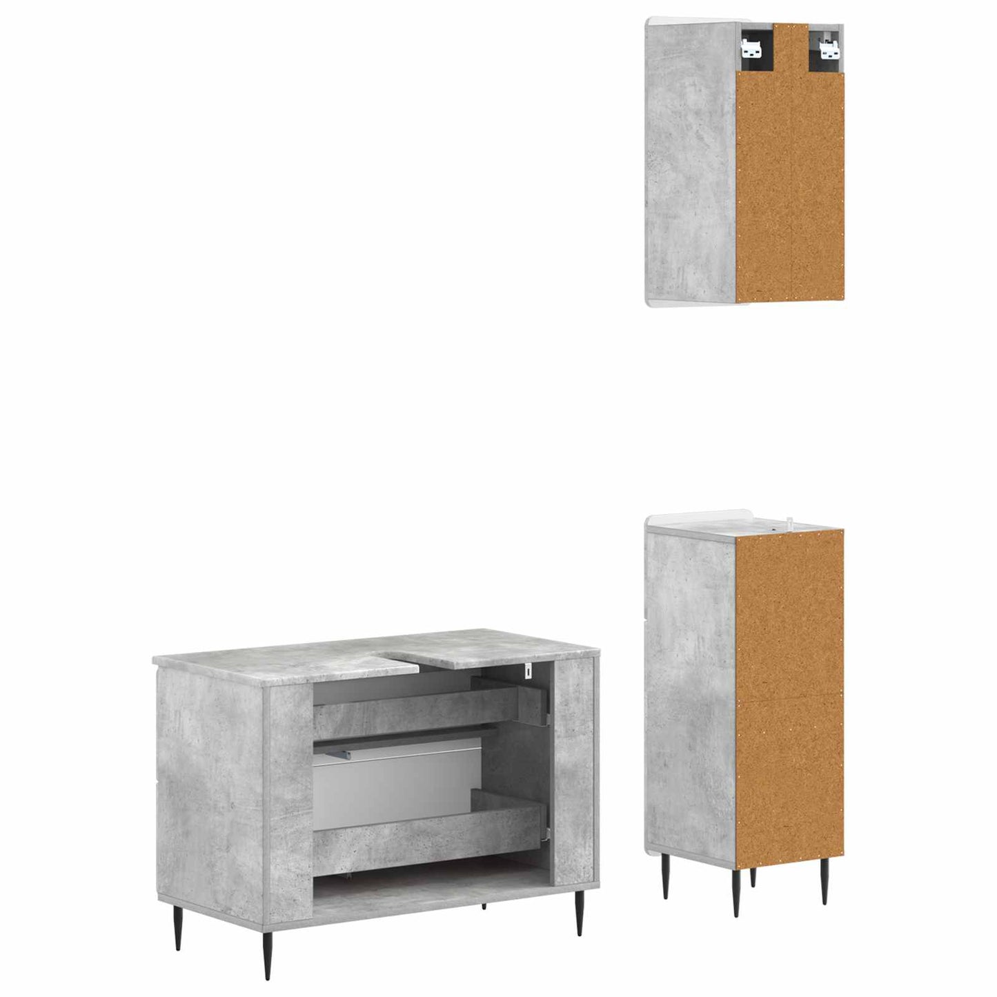 3 Piece Bathroom Cabinet Set ZWOLLE Concrete Grey