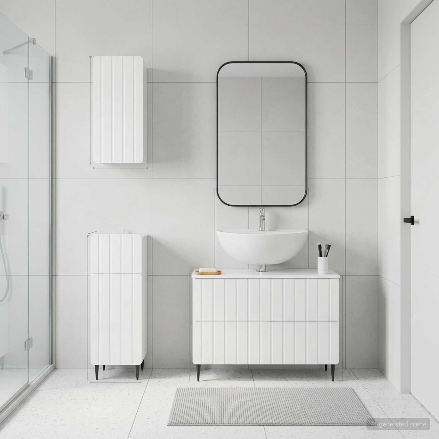 3 Piece Bathroom Cabinet Set ZWOLLE High Gloss White