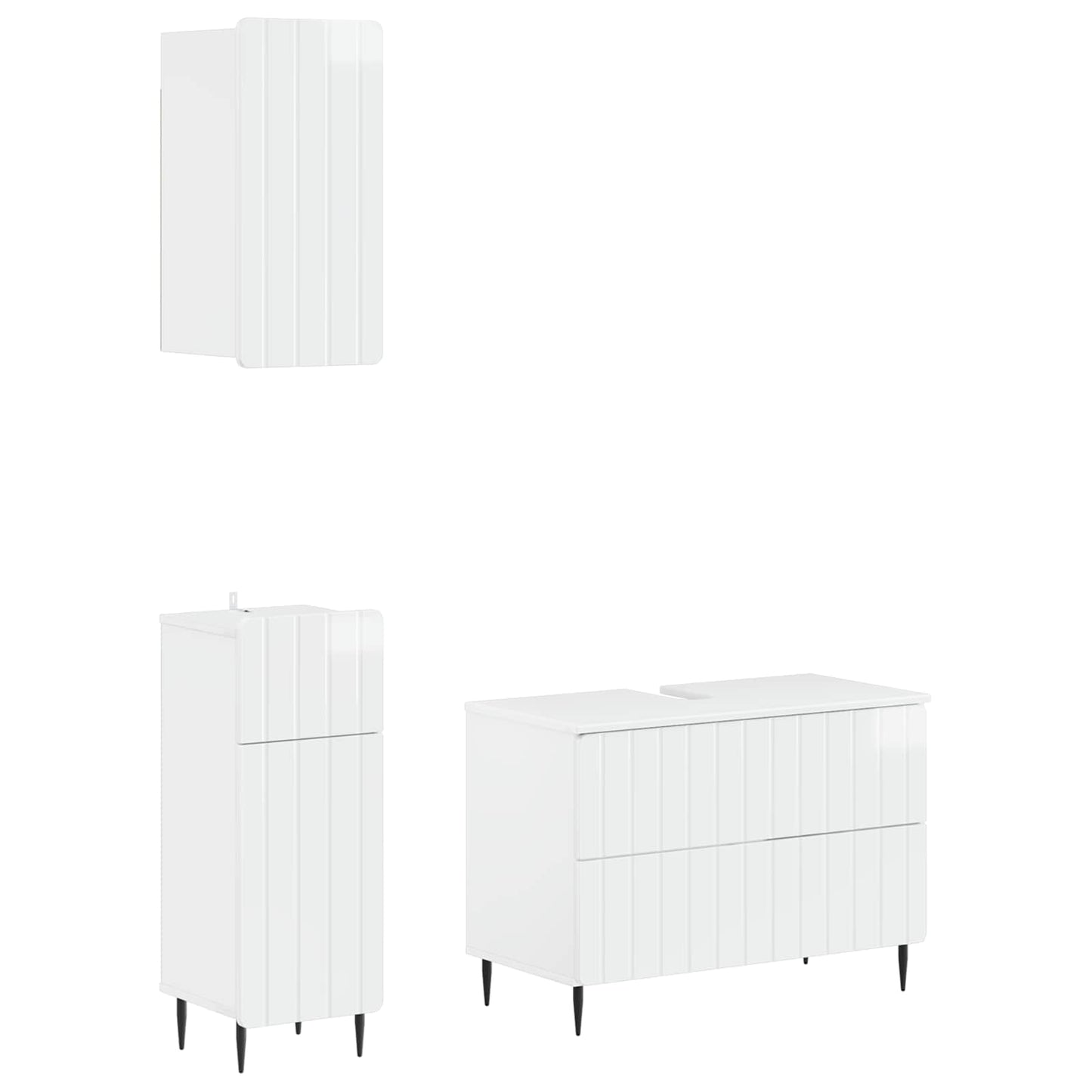 3 Piece Bathroom Cabinet Set ZWOLLE High Gloss White