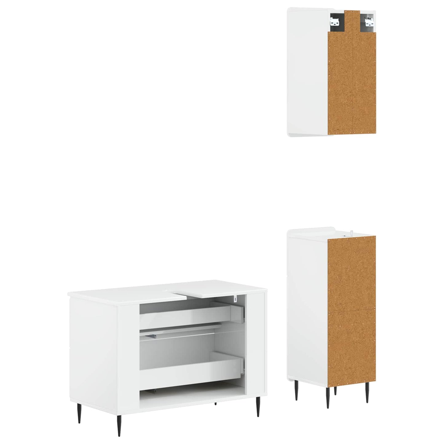 3 Piece Bathroom Cabinet Set ZWOLLE High Gloss White