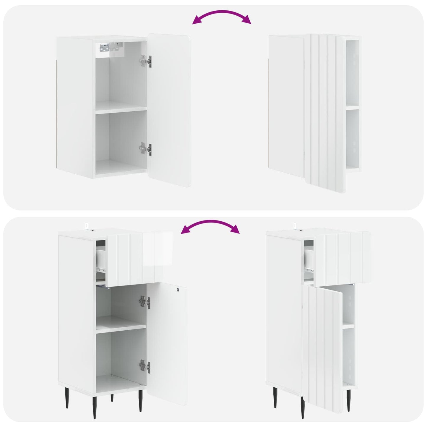 3 Piece Bathroom Cabinet Set ZWOLLE High Gloss White
