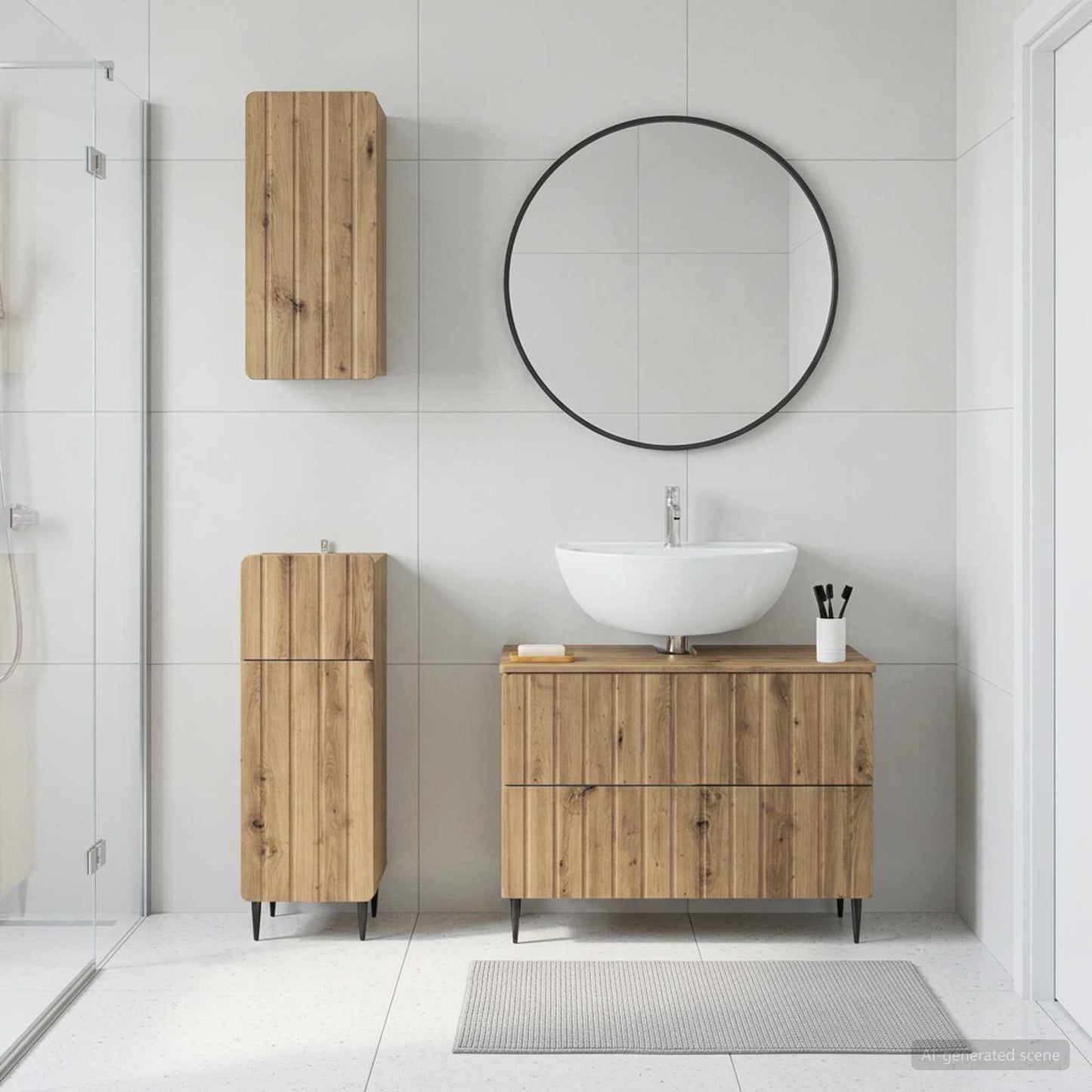 3 Piece Bathroom Cabinet Set ZWOLLE Artisan Oak Engineered Wood