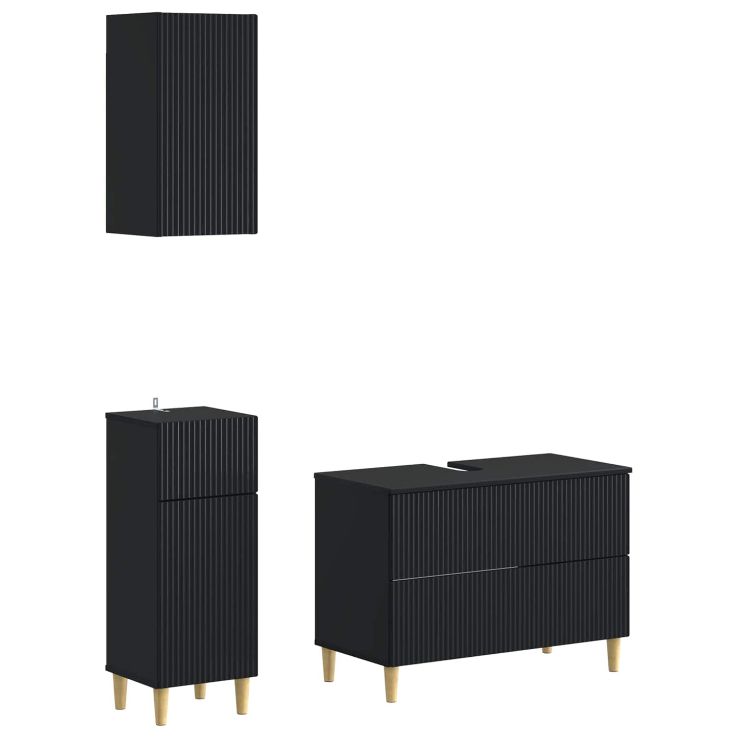 3 Piece Bathroom Cabinet Set ARNHEM Black Engineered Wood