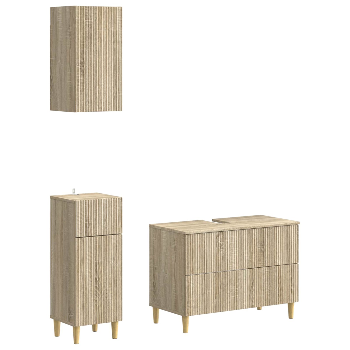 3 Piece Bathroom Cabinet Set ARNHEM Sonoma Oak Engineered Wood