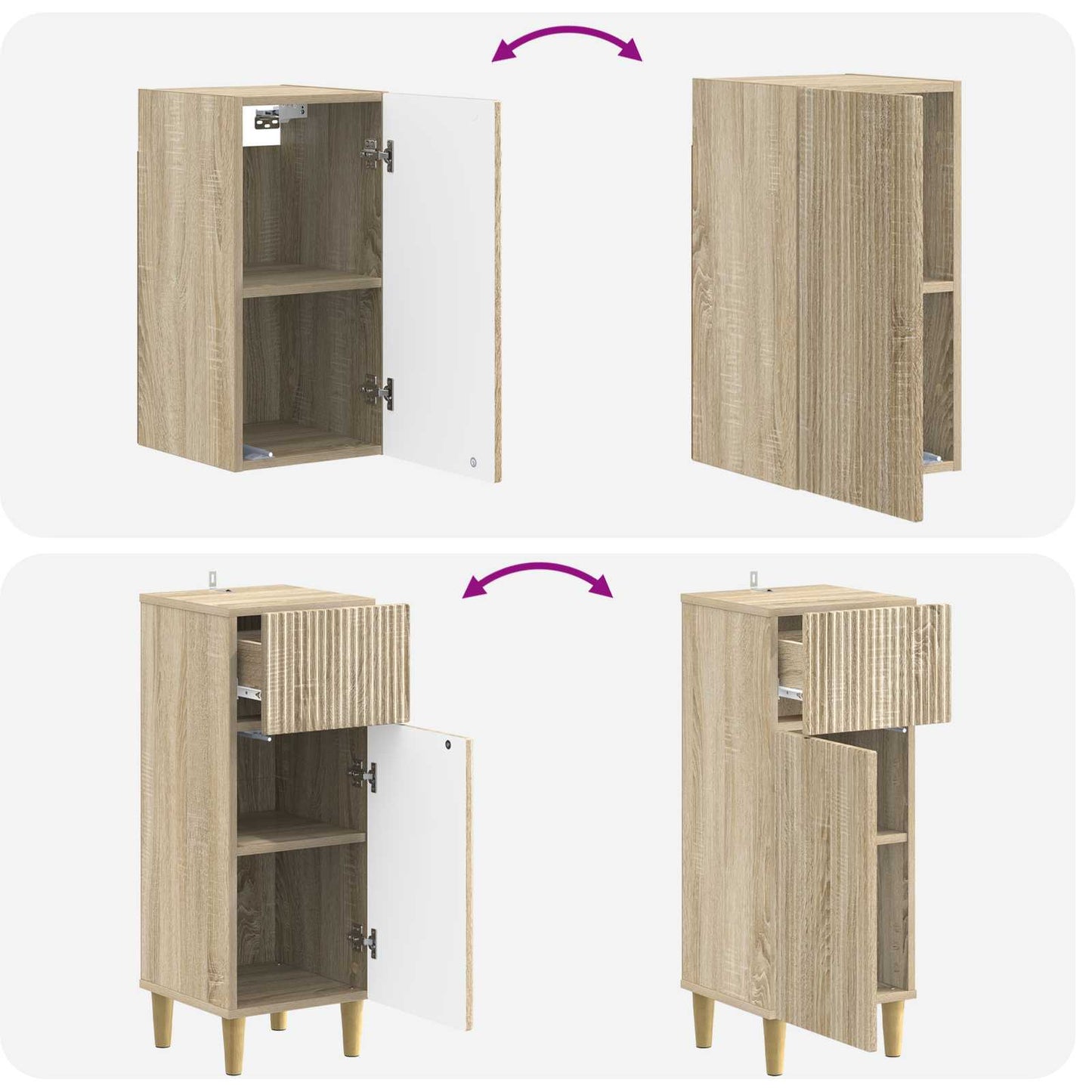 3 Piece Bathroom Cabinet Set ARNHEM Sonoma Oak Engineered Wood