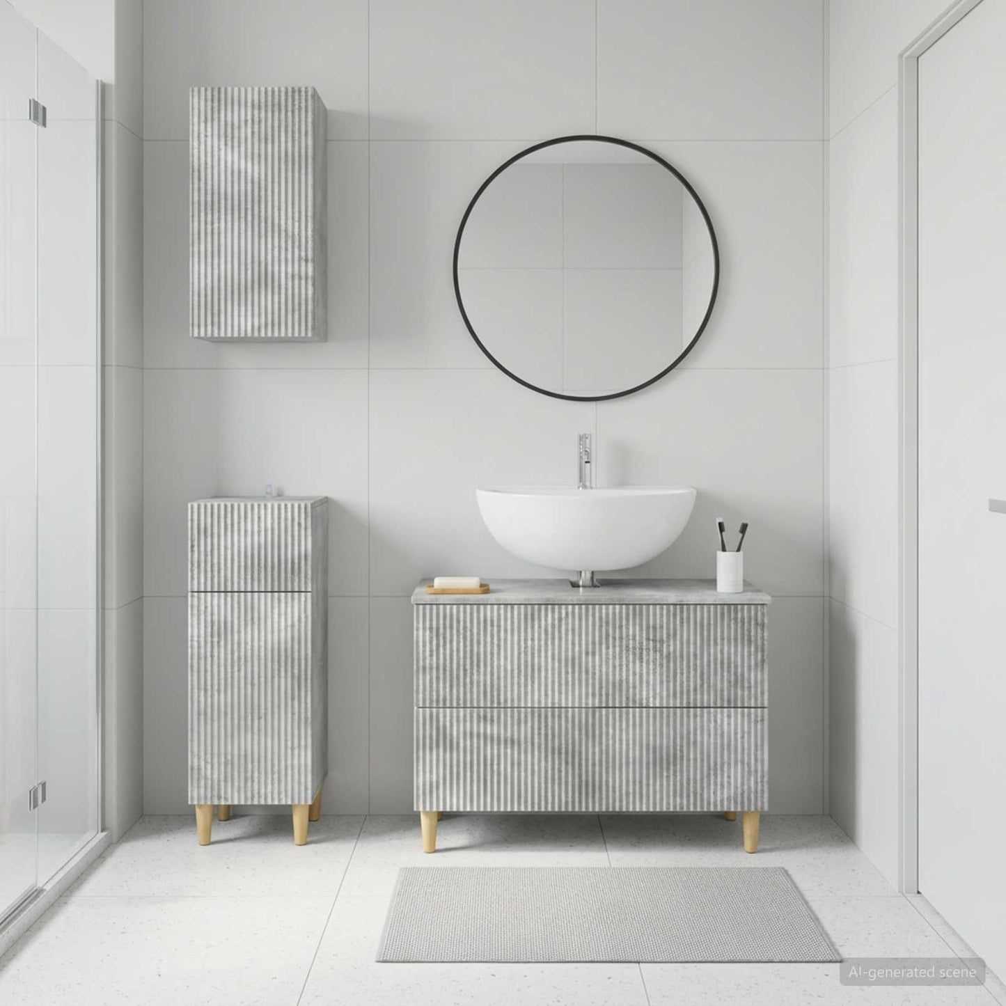 3 Piece Bathroom Cabinet Set ARNHEM Concrete Grey