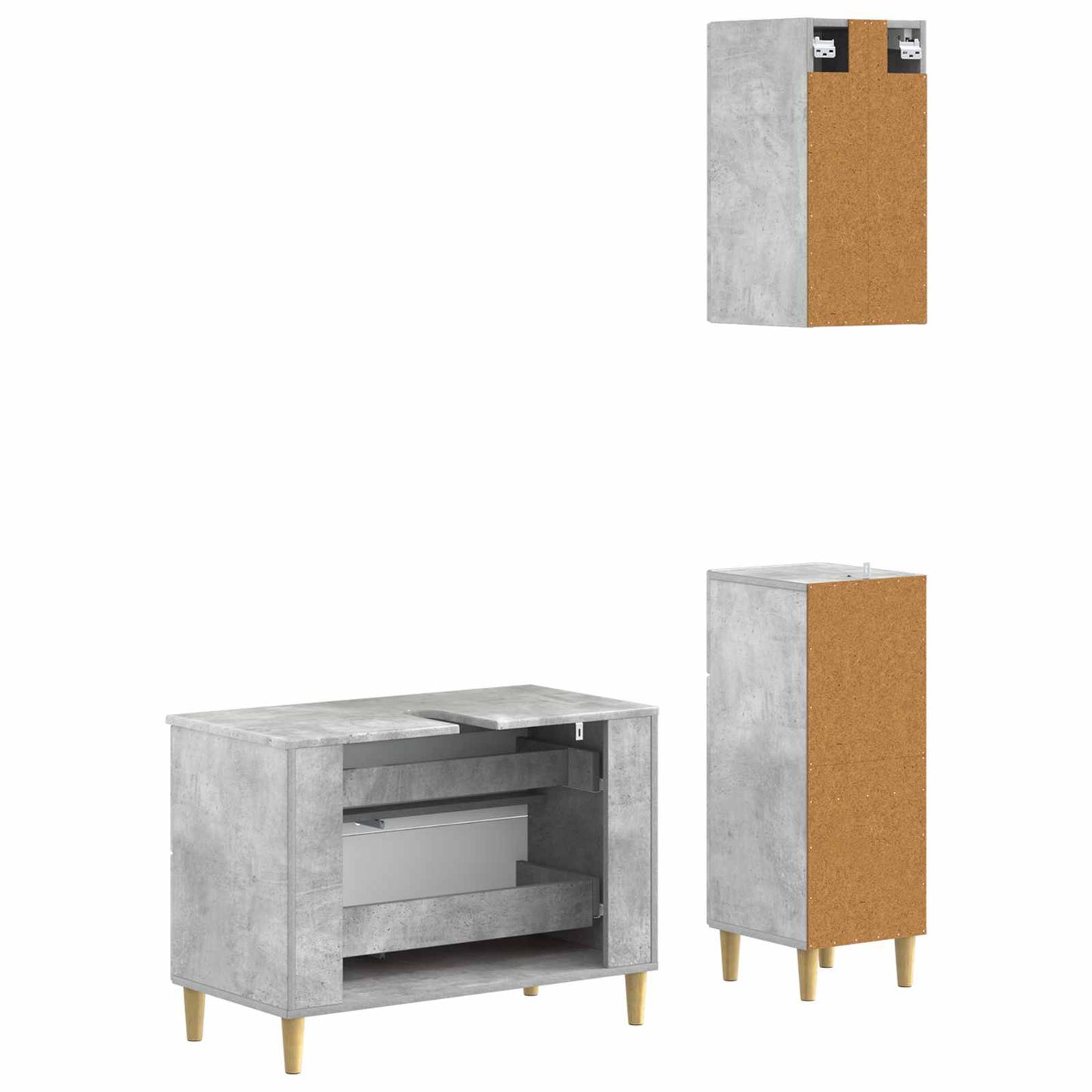 3 Piece Bathroom Cabinet Set ARNHEM Concrete Grey