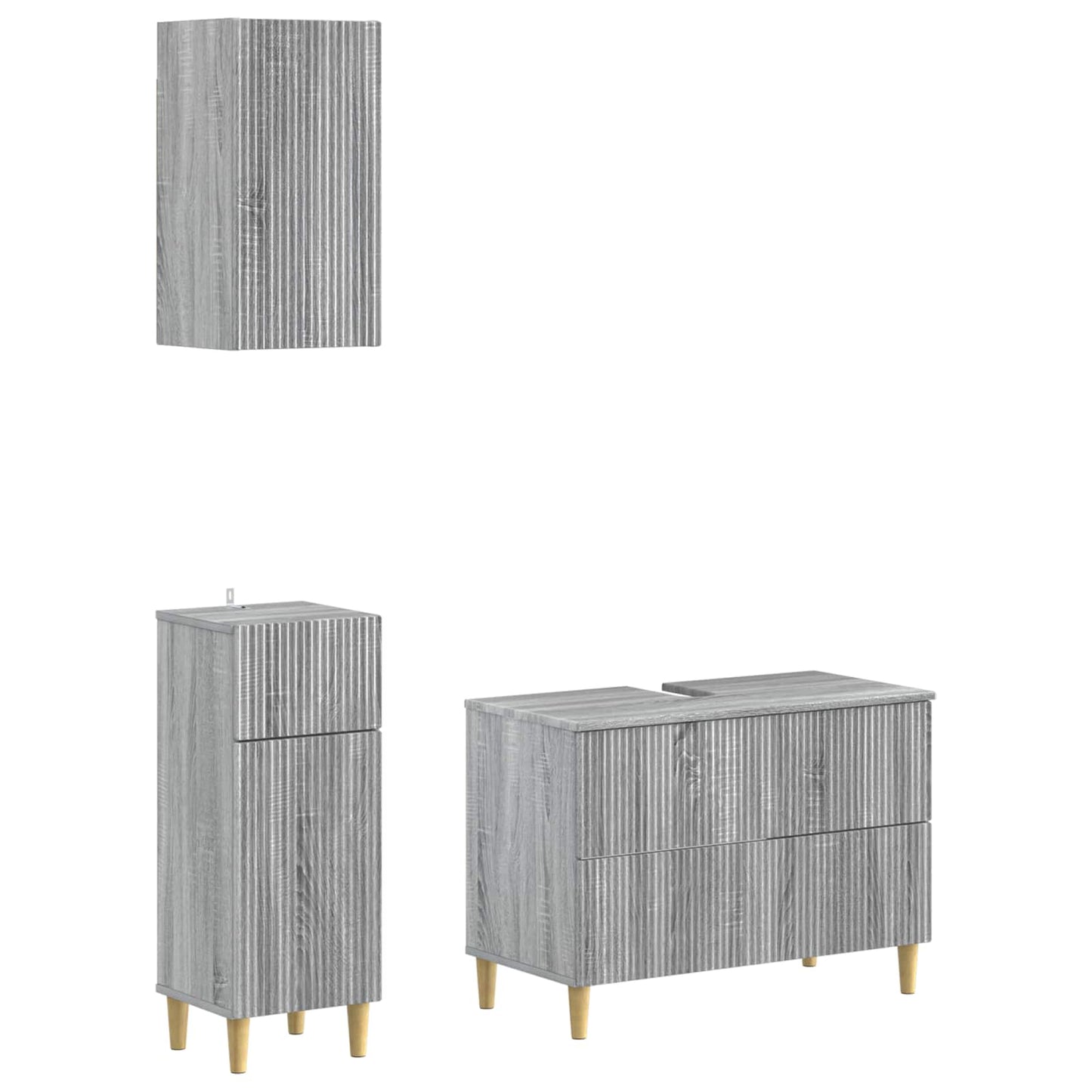 3 Piece Bathroom Cabinet Set ARNHEM Grey Sonoma Engineered Wood