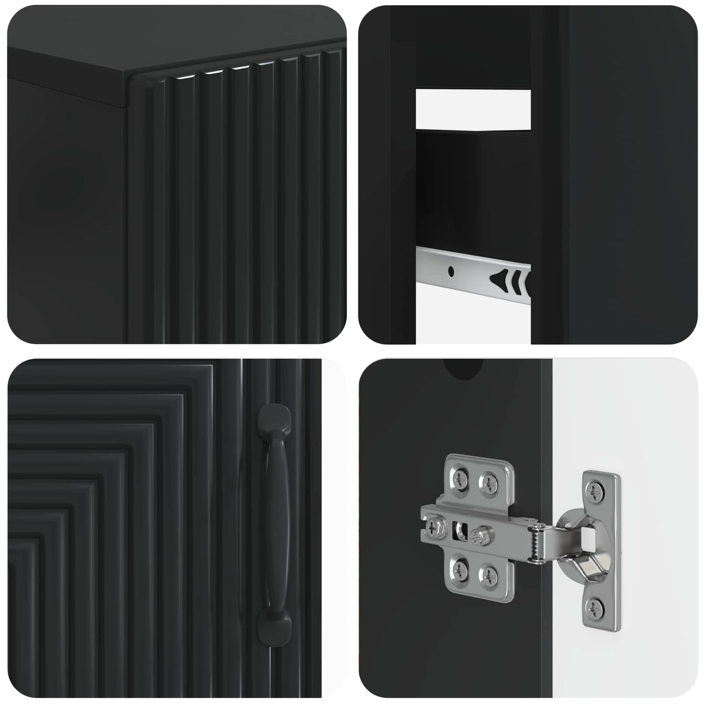 3 Piece Bathroom Cabinet Set HAARLEM Black Engineered Wood