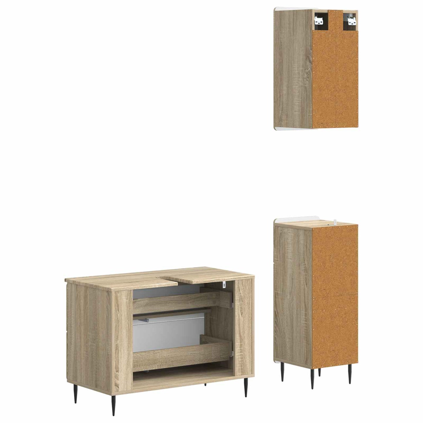 3 Piece Bathroom Cabinet Set HAARLEM Sonoma Oak Engineered Wood