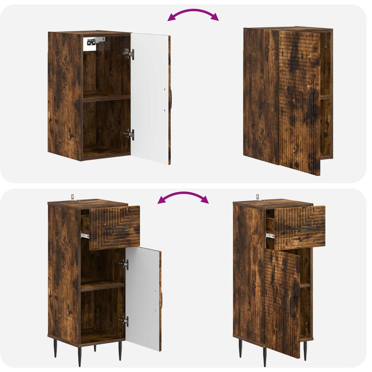 3 Piece Bathroom Cabinet Set HAARLEM Smoked Oak Engineered Wood