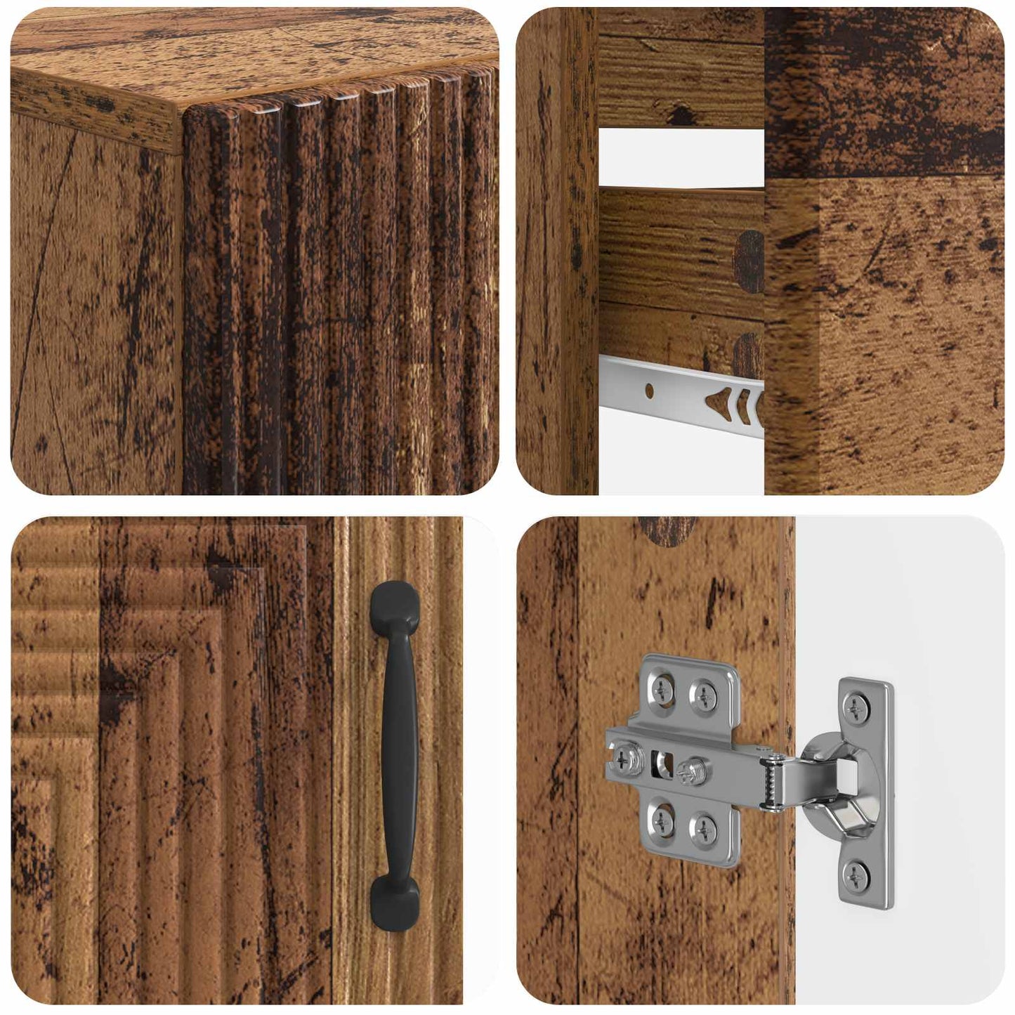3 Piece Bathroom Cabinet Set HAARLEM Old Wood Engineered Wood