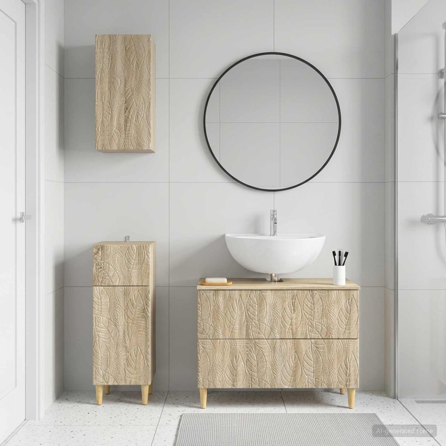 3 Piece Bathroom Cabinet Set DELFT Sonoma Oak Engineered Wood