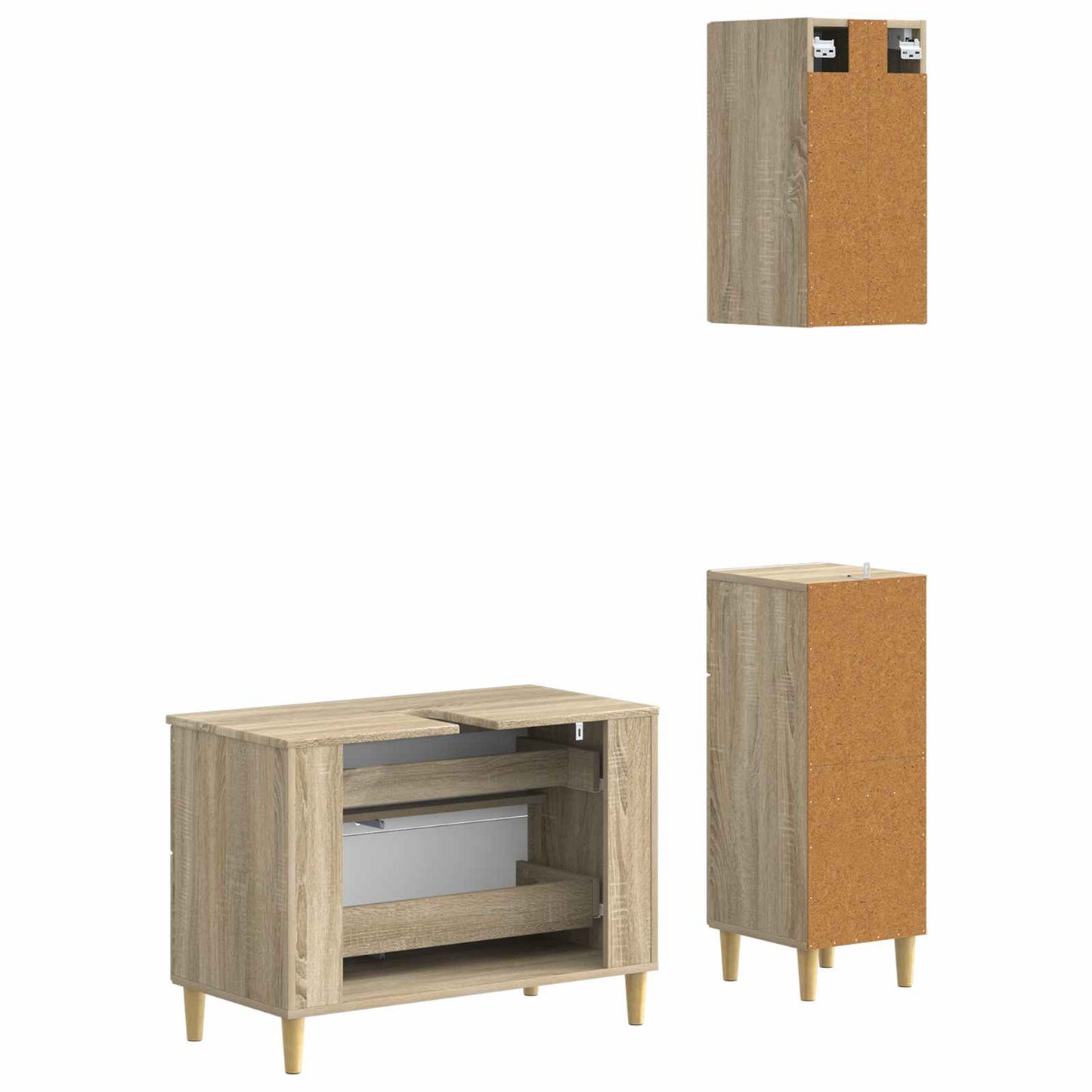 3 Piece Bathroom Cabinet Set DELFT Sonoma Oak Engineered Wood