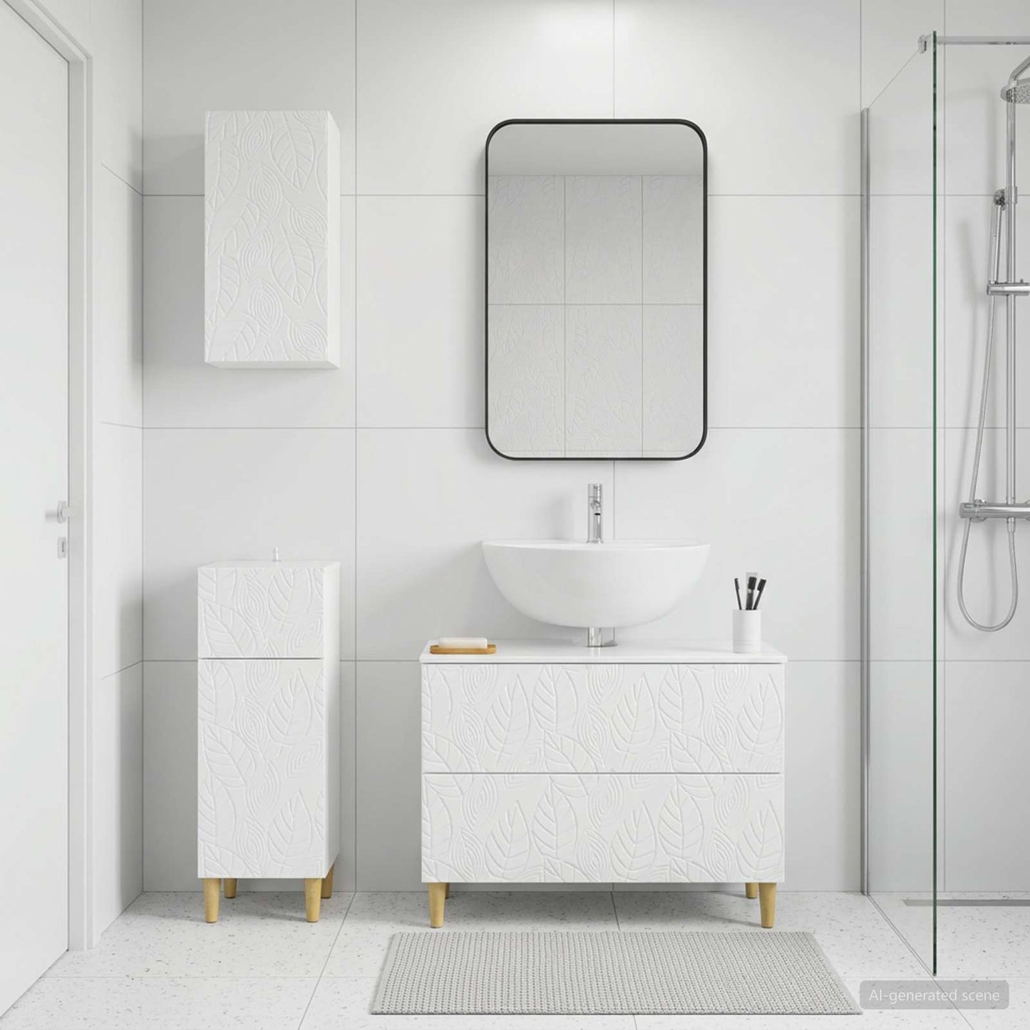 3 Piece Bathroom Cabinet Set DELFT High Gloss White