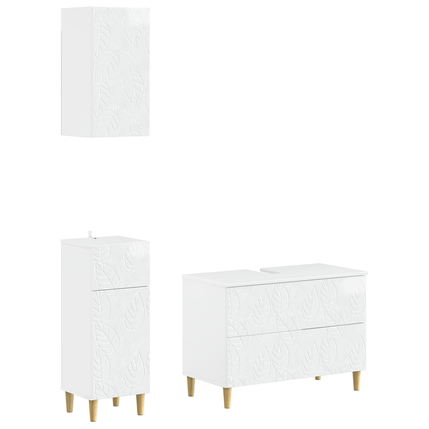 3 Piece Bathroom Cabinet Set DELFT High Gloss White