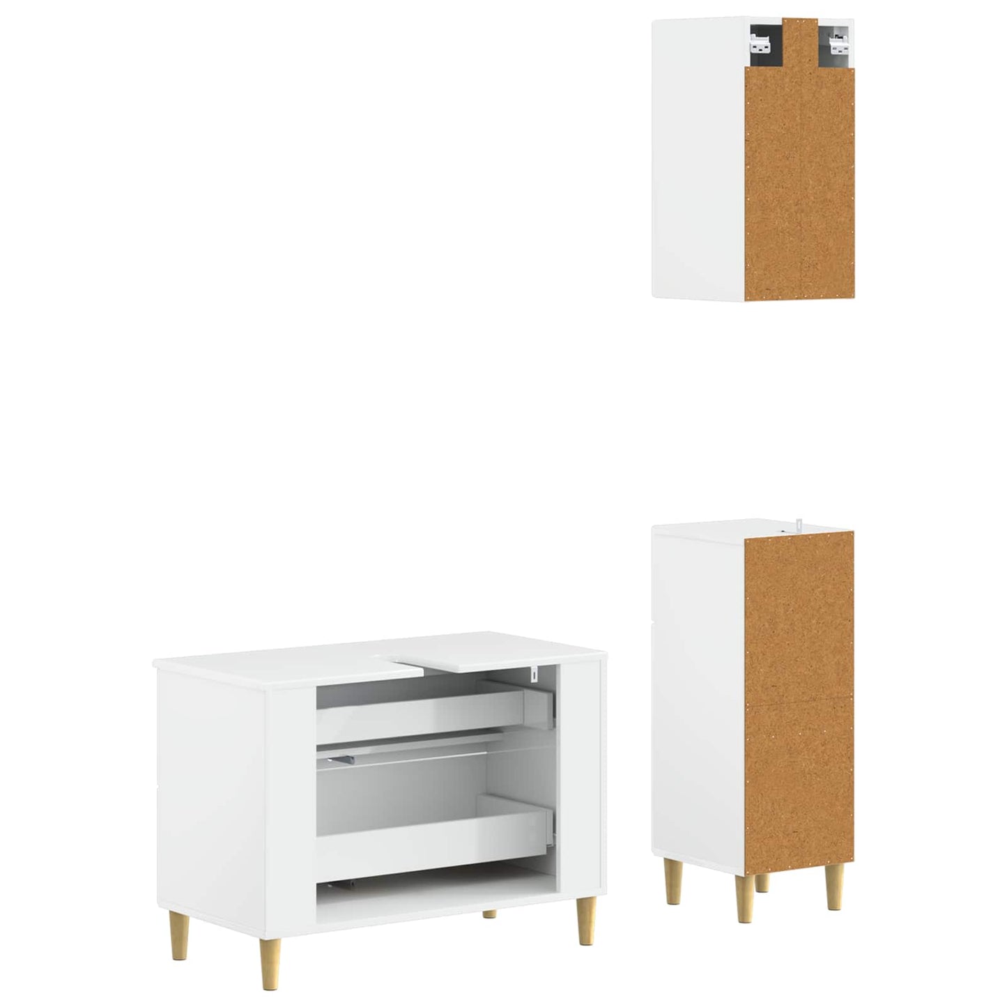 3 Piece Bathroom Cabinet Set DELFT High Gloss White