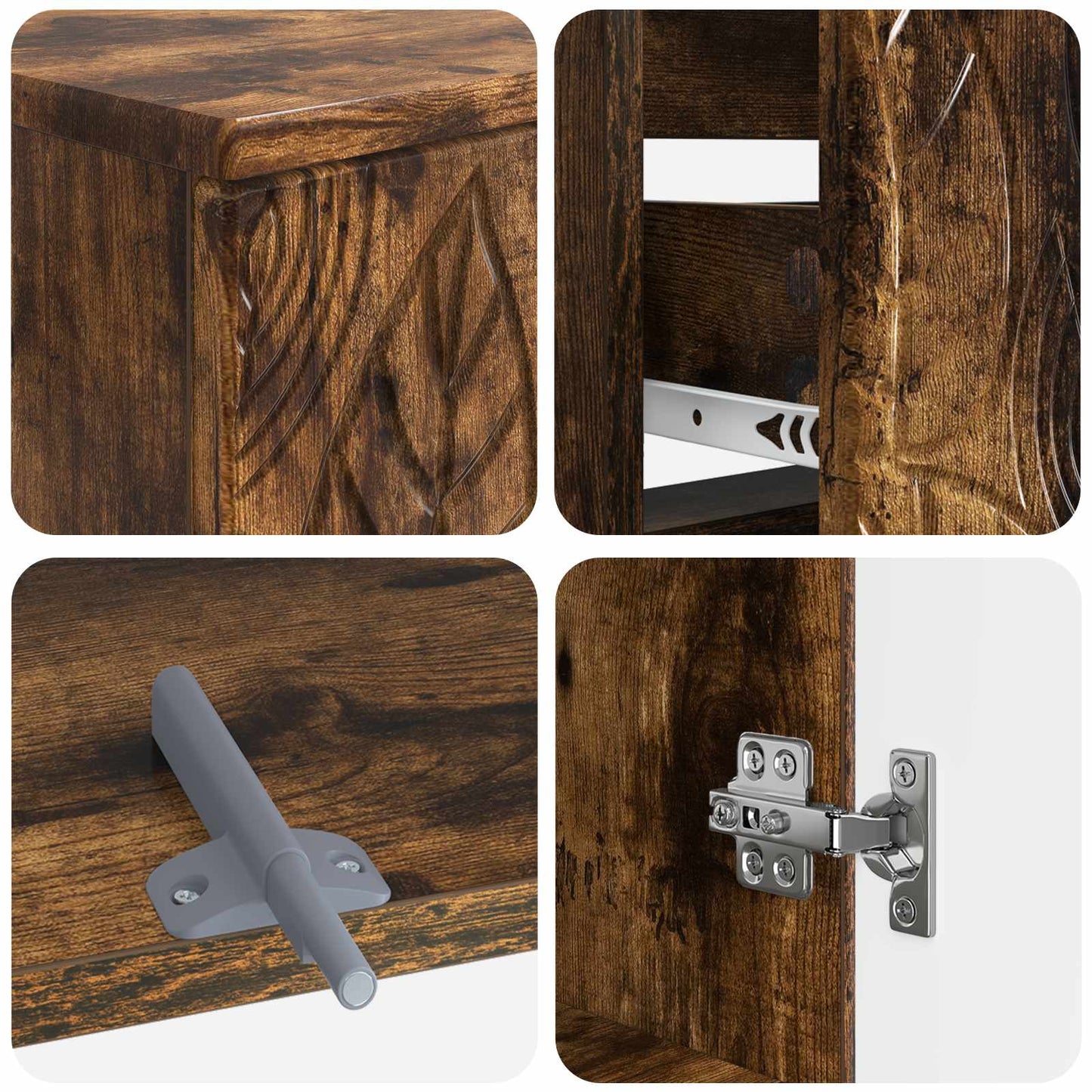 3 Piece Bathroom Cabinet Set DELFT Smoked Oak Engineered Wood