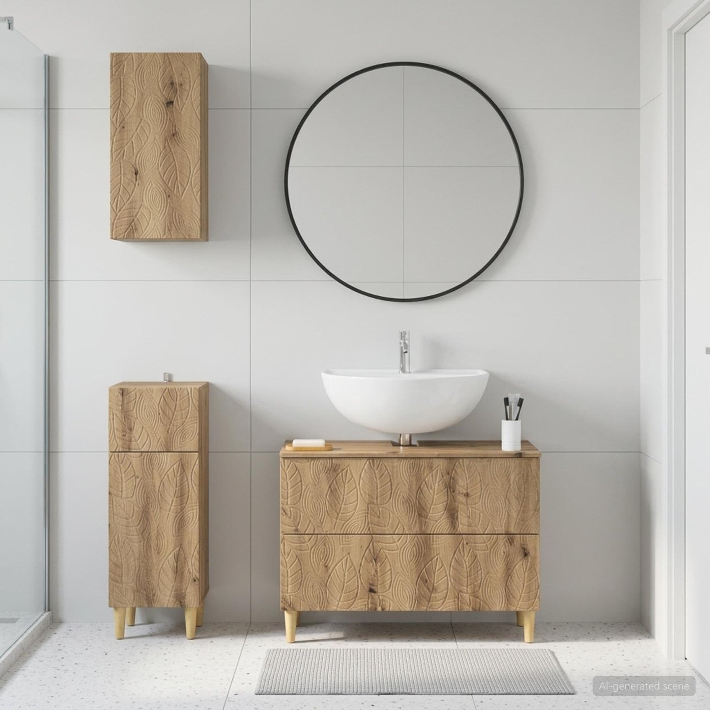 3 Piece Bathroom Cabinet Set DELFT Artisan Oak Engineered Wood