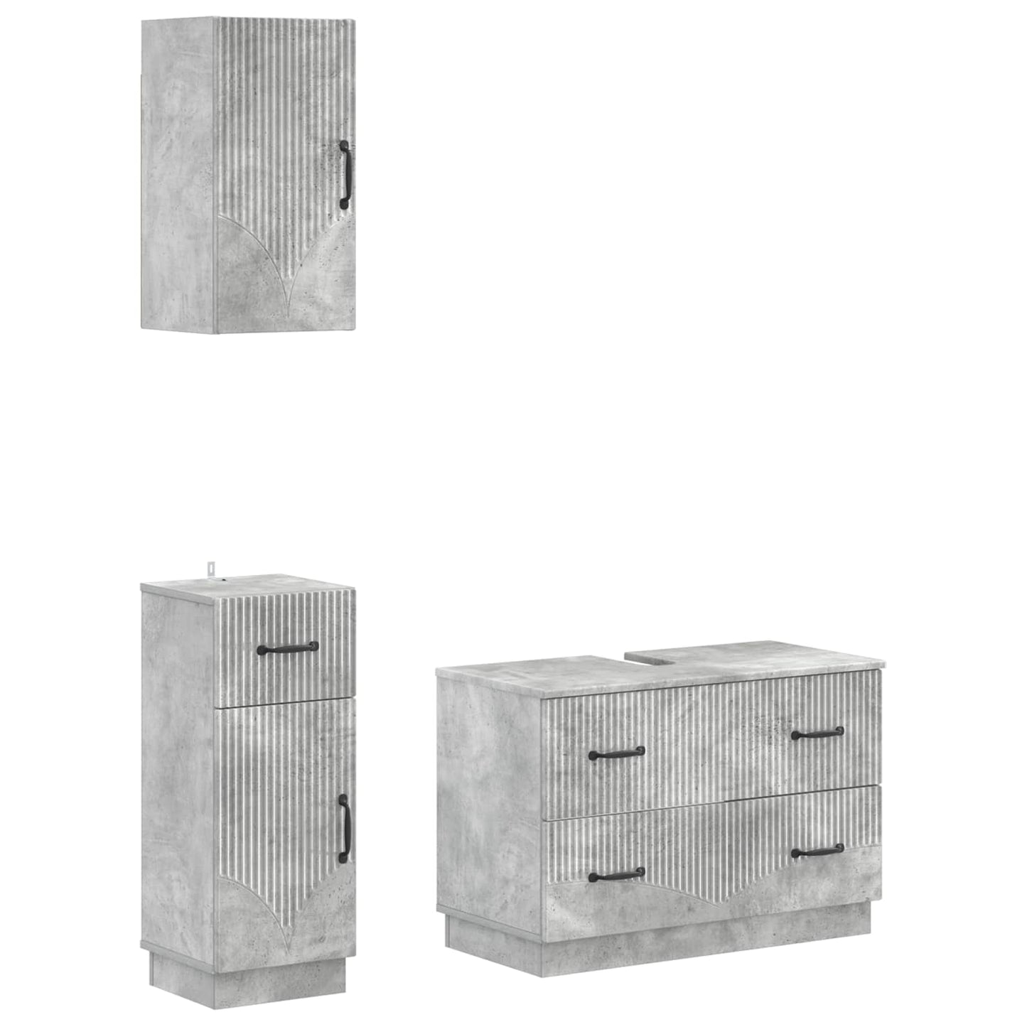 3 Piece Bathroom Cabinet Set HOORN Concrete Grey