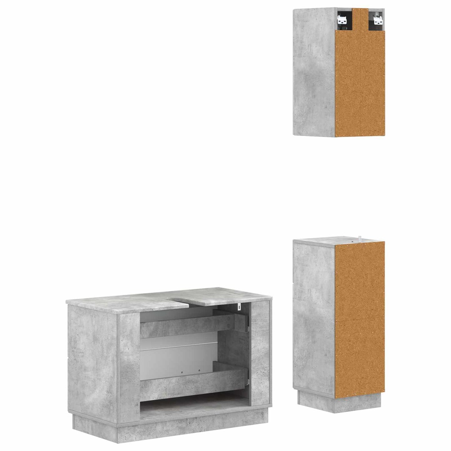 3 Piece Bathroom Cabinet Set HOORN Concrete Grey