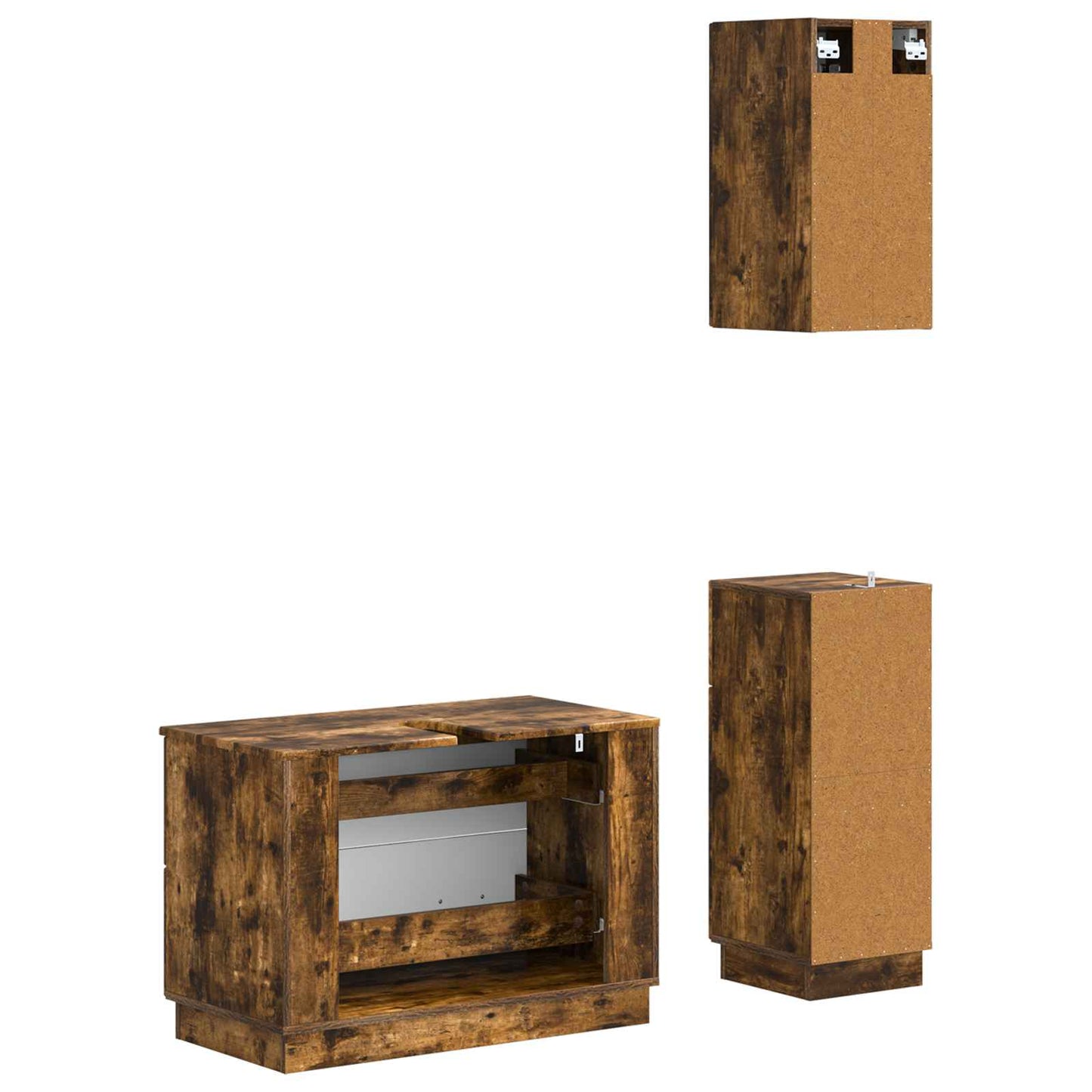 3 Piece Bathroom Cabinet Set HOORN Smoked Oak Engineered Wood