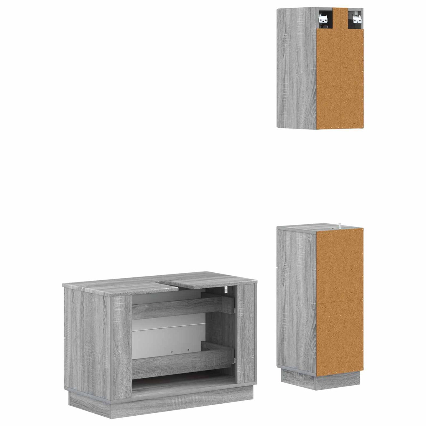 3 Piece Bathroom Cabinet Set HOORN Grey Sonoma Engineered Wood