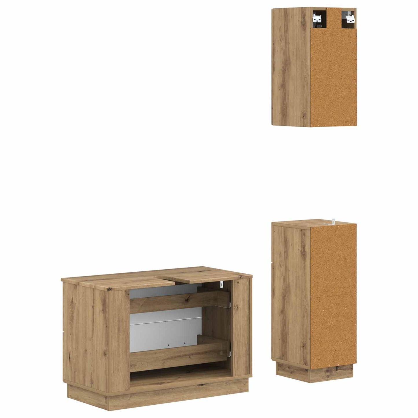 3 Piece Bathroom Cabinet Set HOORN Artisan Oak Engineered Wood