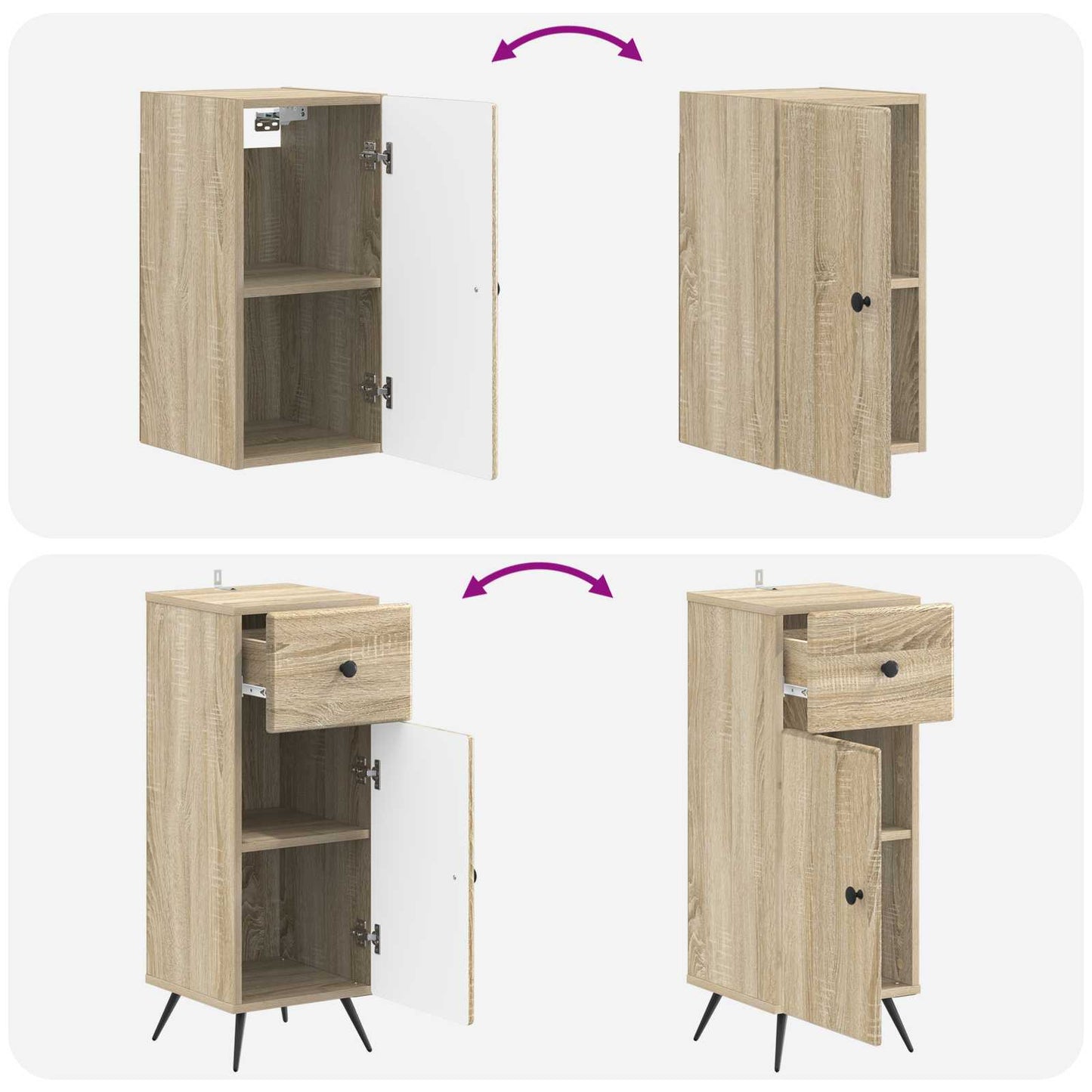 3 Piece Bathroom Cabinet Set BREDA Sonoma Oak Engineered Wood