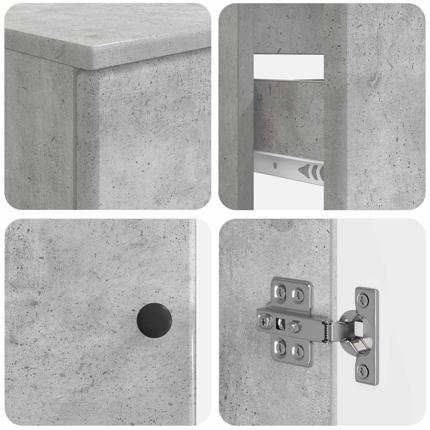 3 Piece Bathroom Cabinet Set BREDA Concrete Grey