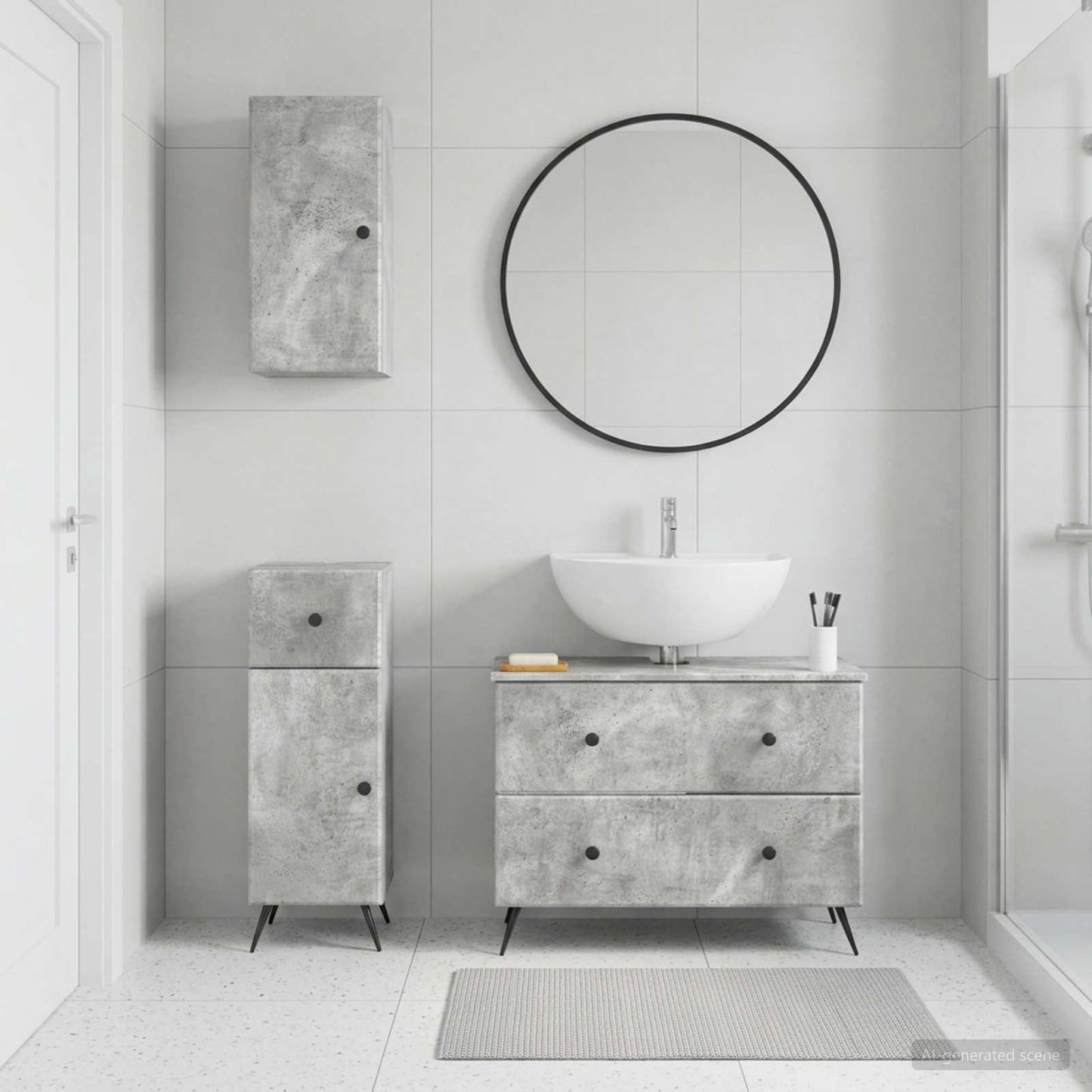 3 Piece Bathroom Cabinet Set BREDA Concrete Grey